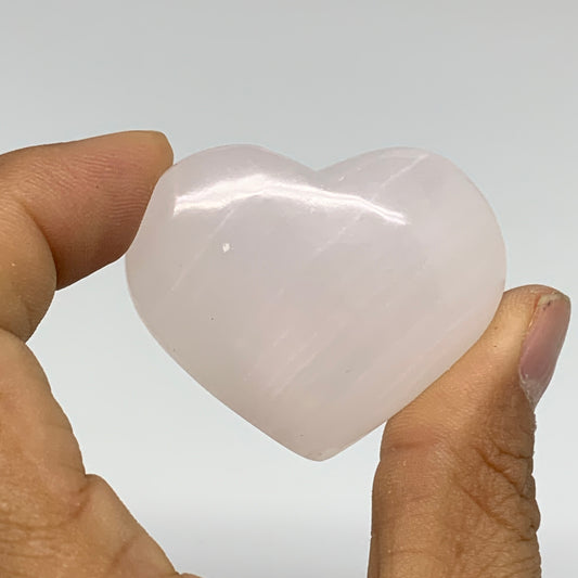 37.2g, 1.5"x1.8"x0.6" Fluorescent Pink Mangano Heart Gemstones, B33700