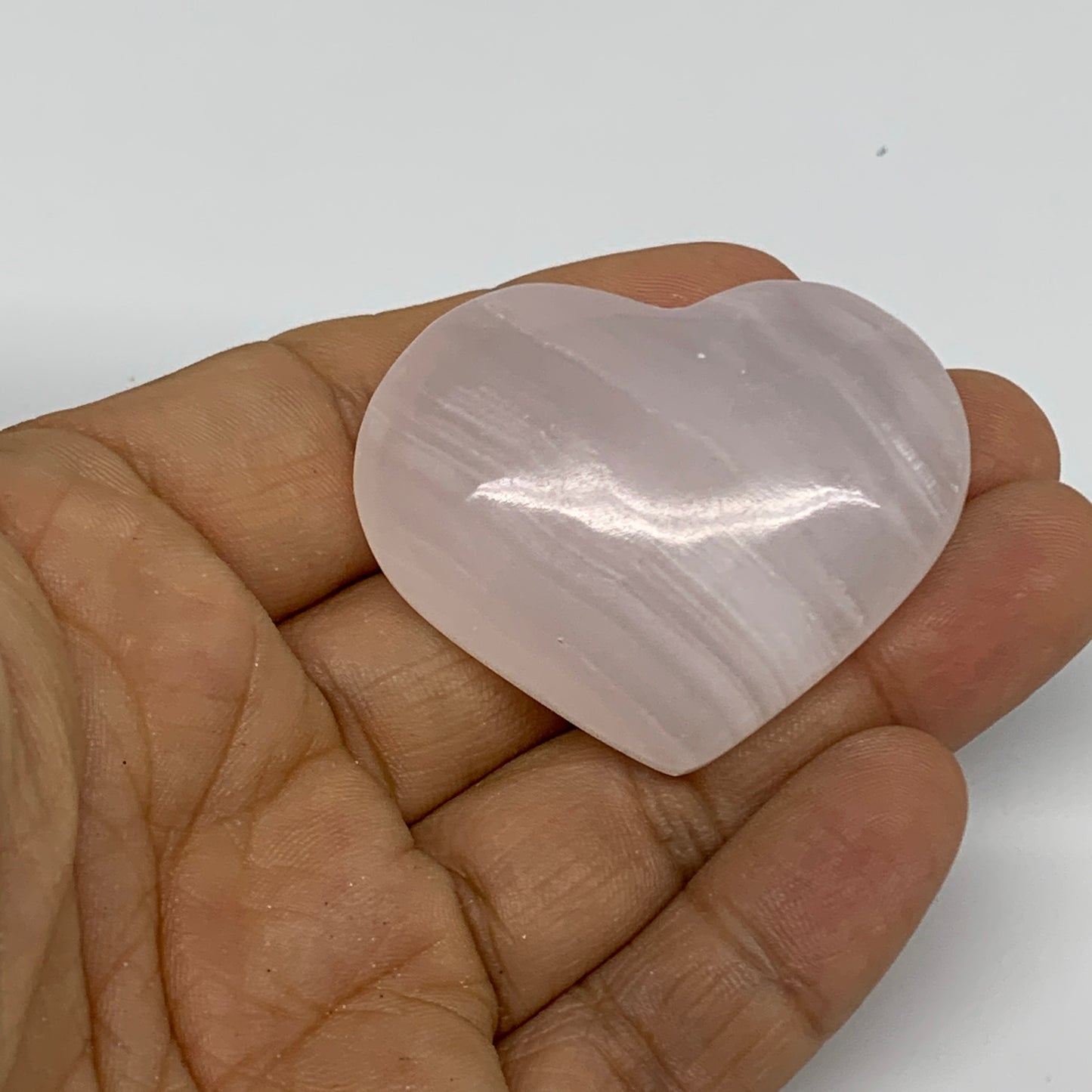 37.2g, 1.5"x1.8"x0.6" Fluorescent Pink Mangano Heart Gemstones, B33700