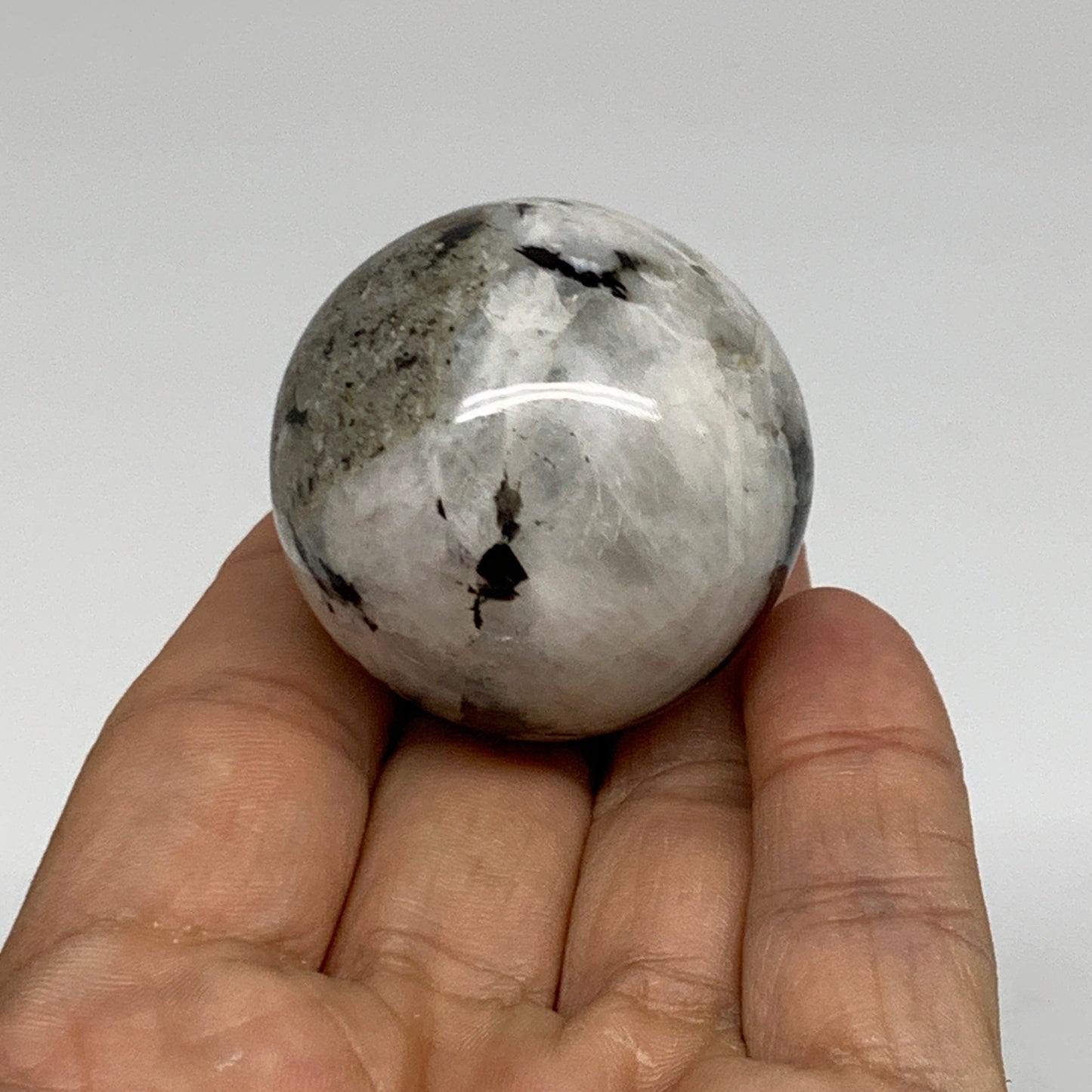 81.6g, 1.5"(40mm), Natural Rainbow Moonstone Sphere Ball Gemstone, B35126