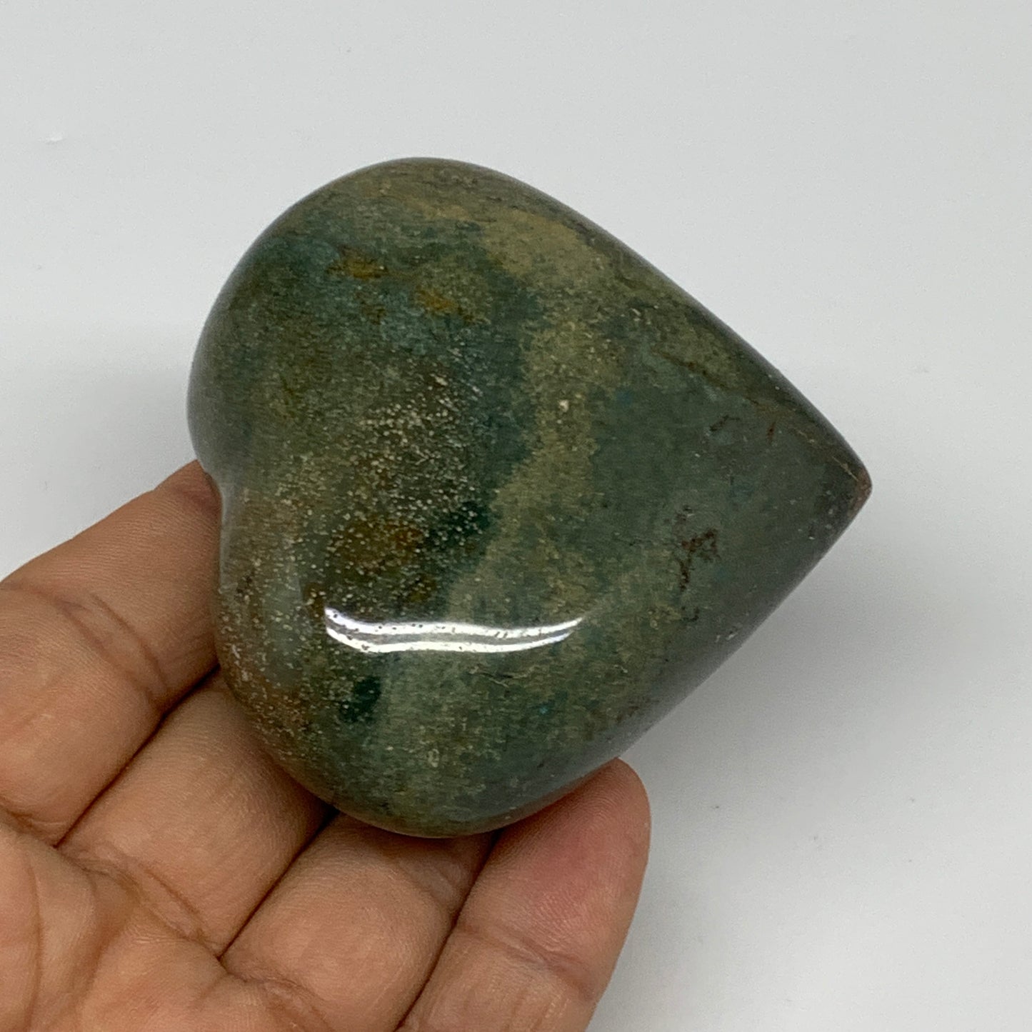 0.35 lbs, 2.4"x2.6"x1.2" Ocean Jasper Heart Polished Healing Crystal, B30879