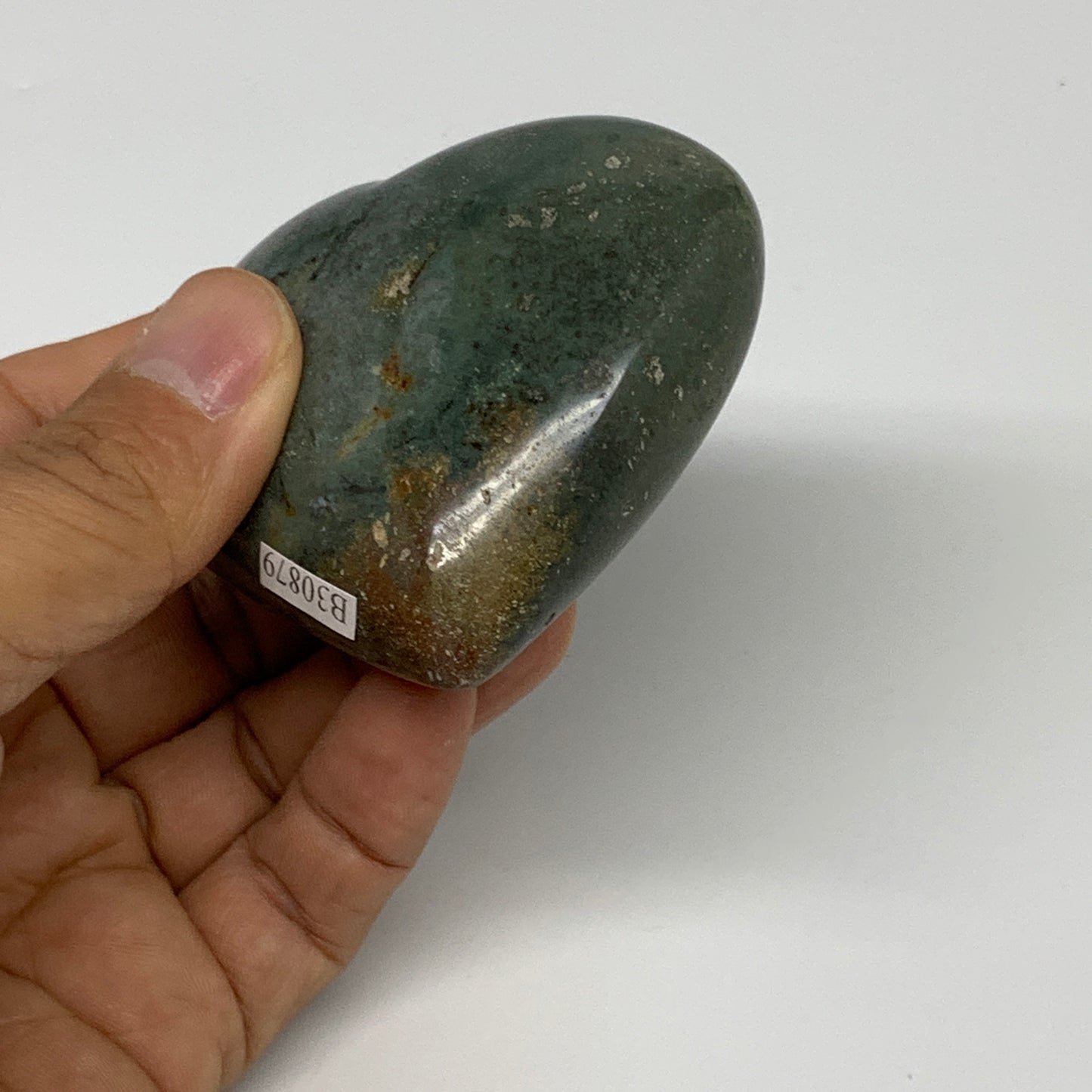 0.35 lbs, 2.4"x2.6"x1.2" Ocean Jasper Heart Polished Healing Crystal, B30879