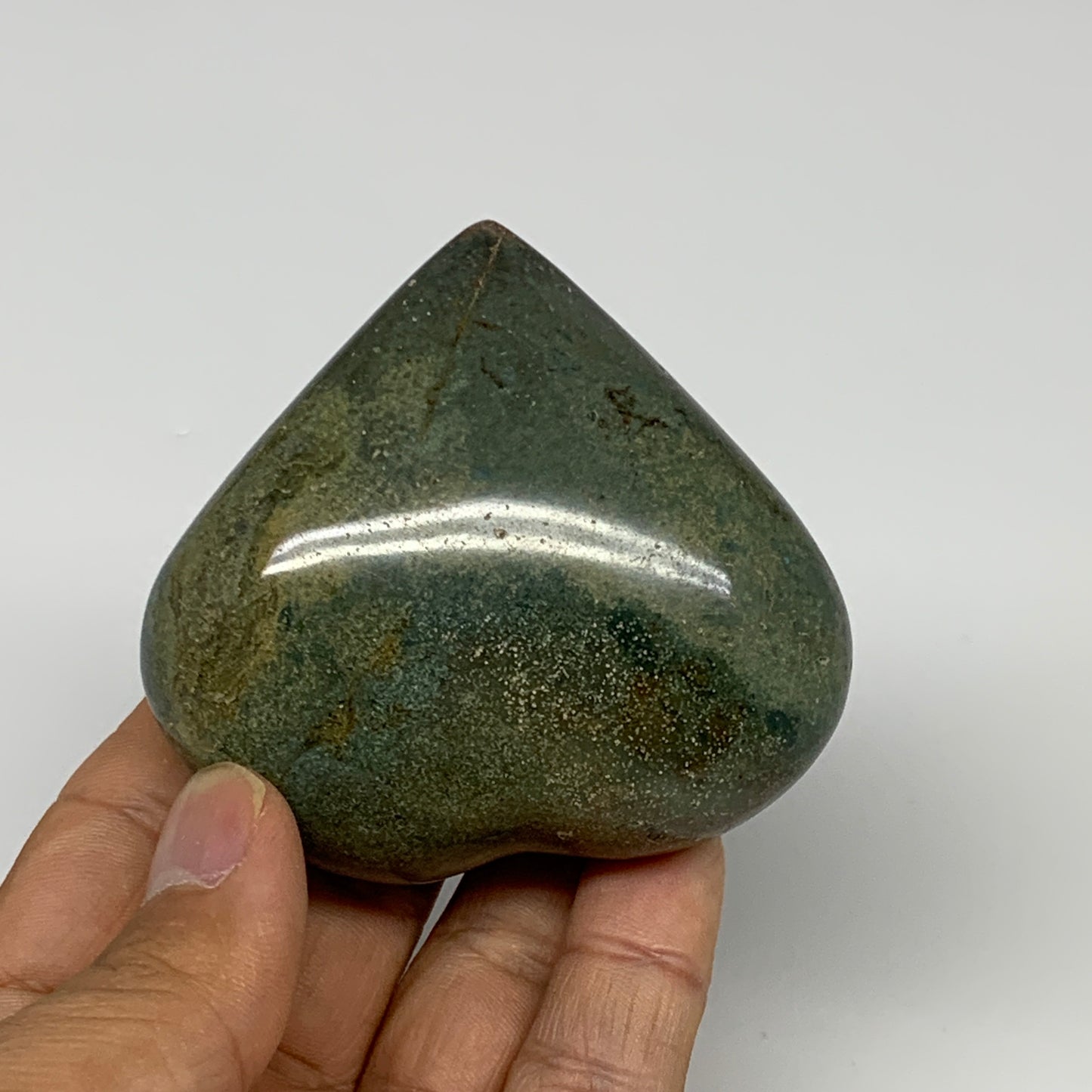 0.35 lbs, 2.4"x2.6"x1.2" Ocean Jasper Heart Polished Healing Crystal, B30879