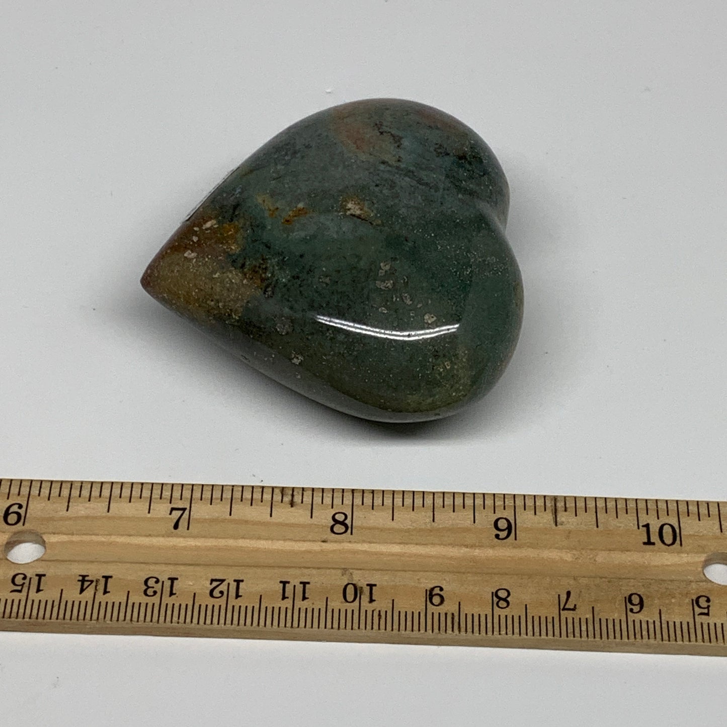 0.35 lbs, 2.4"x2.6"x1.2" Ocean Jasper Heart Polished Healing Crystal, B30879