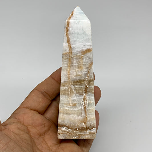 0.48 lbs, 4.5"x1.3"x1.2", Caribbean Calcite Tower Gemstone @Afghanistan, B33704