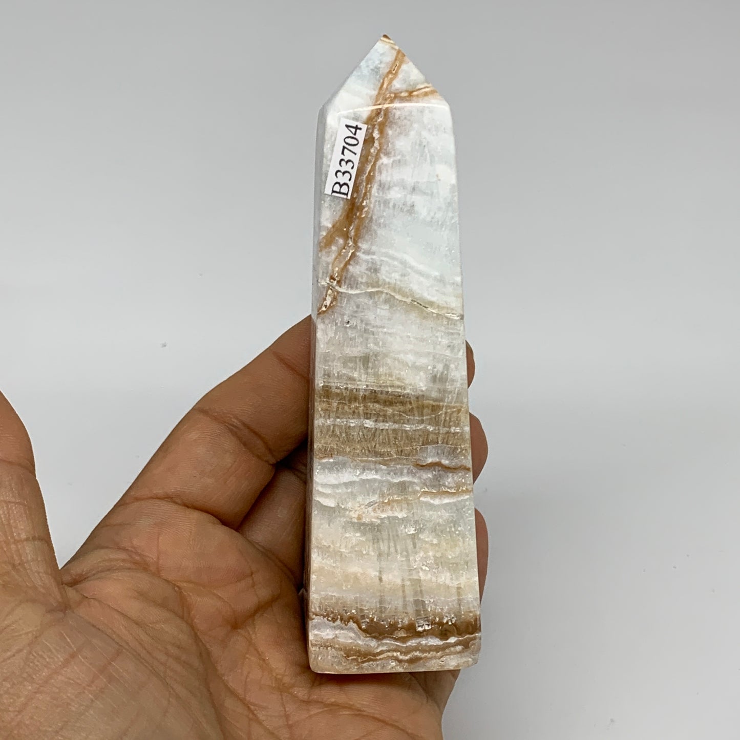 0.48 lbs, 4.5"x1.3"x1.2", Caribbean Calcite Tower Gemstone @Afghanistan, B33704