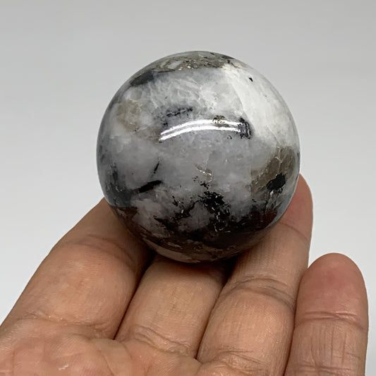 107.9g, 1.6"(41mm), Natural Rainbow Moonstone Sphere Ball Gemstone, B35129