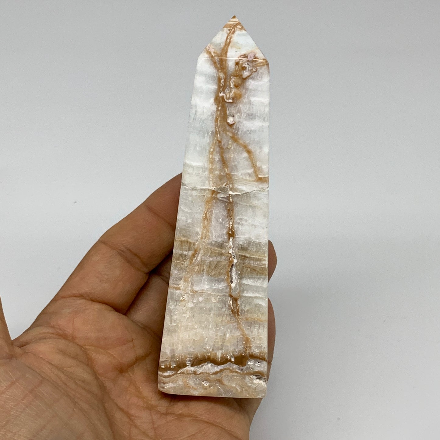 0.48 lbs, 4.5"x1.3"x1.2", Caribbean Calcite Tower Gemstone @Afghanistan, B33704