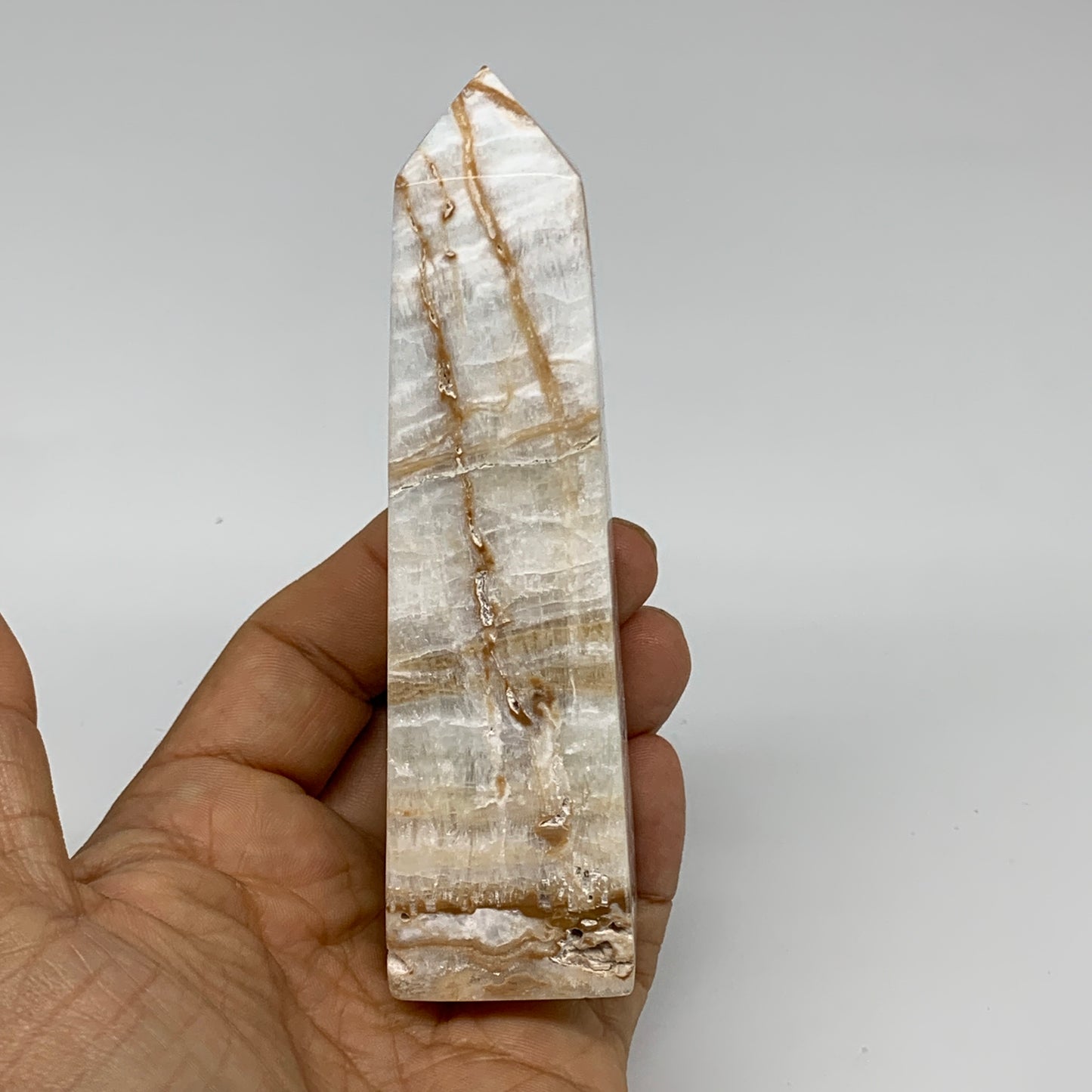 0.48 lbs, 4.5"x1.3"x1.2", Caribbean Calcite Tower Gemstone @Afghanistan, B33704