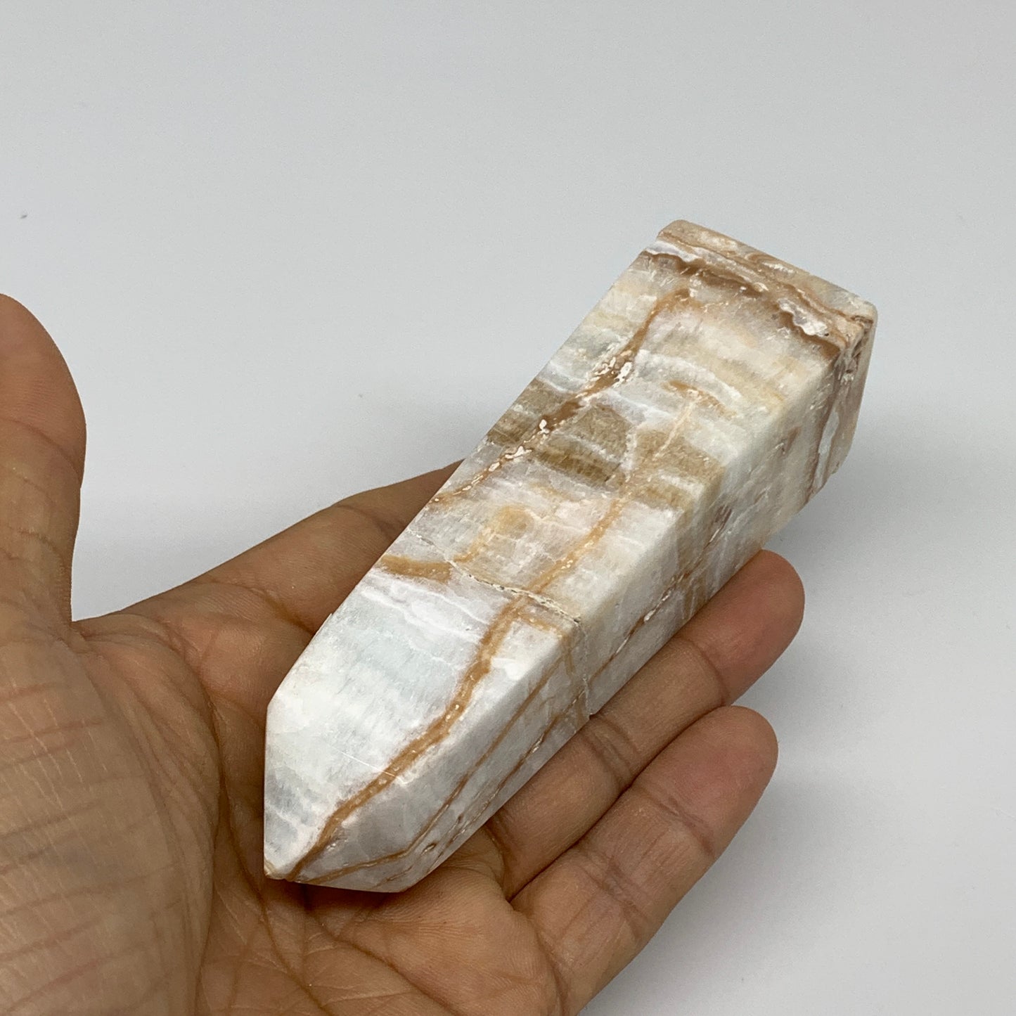 0.48 lbs, 4.5"x1.3"x1.2", Caribbean Calcite Tower Gemstone @Afghanistan, B33704