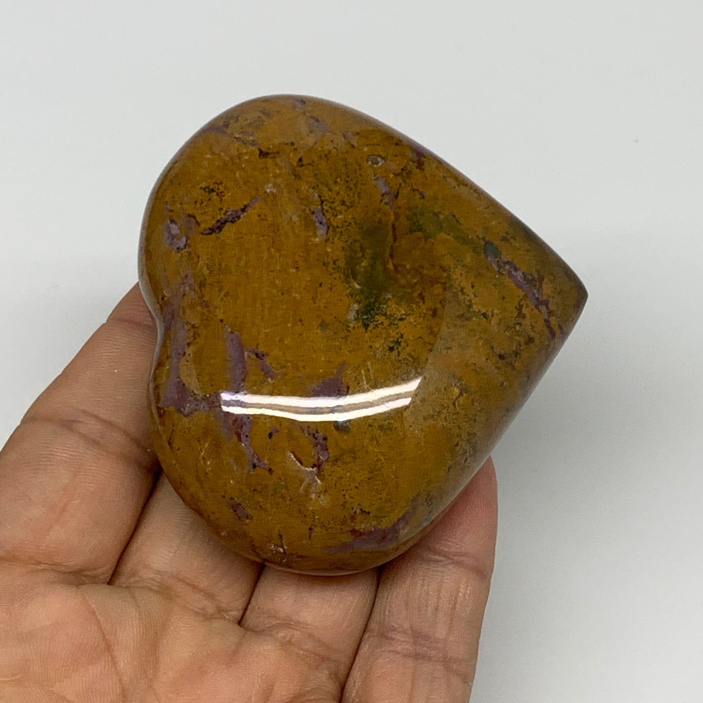 0.35 lbs, 2.3"x2.6"x1.2" Ocean Jasper Heart Polished Healing Crystal, B30926