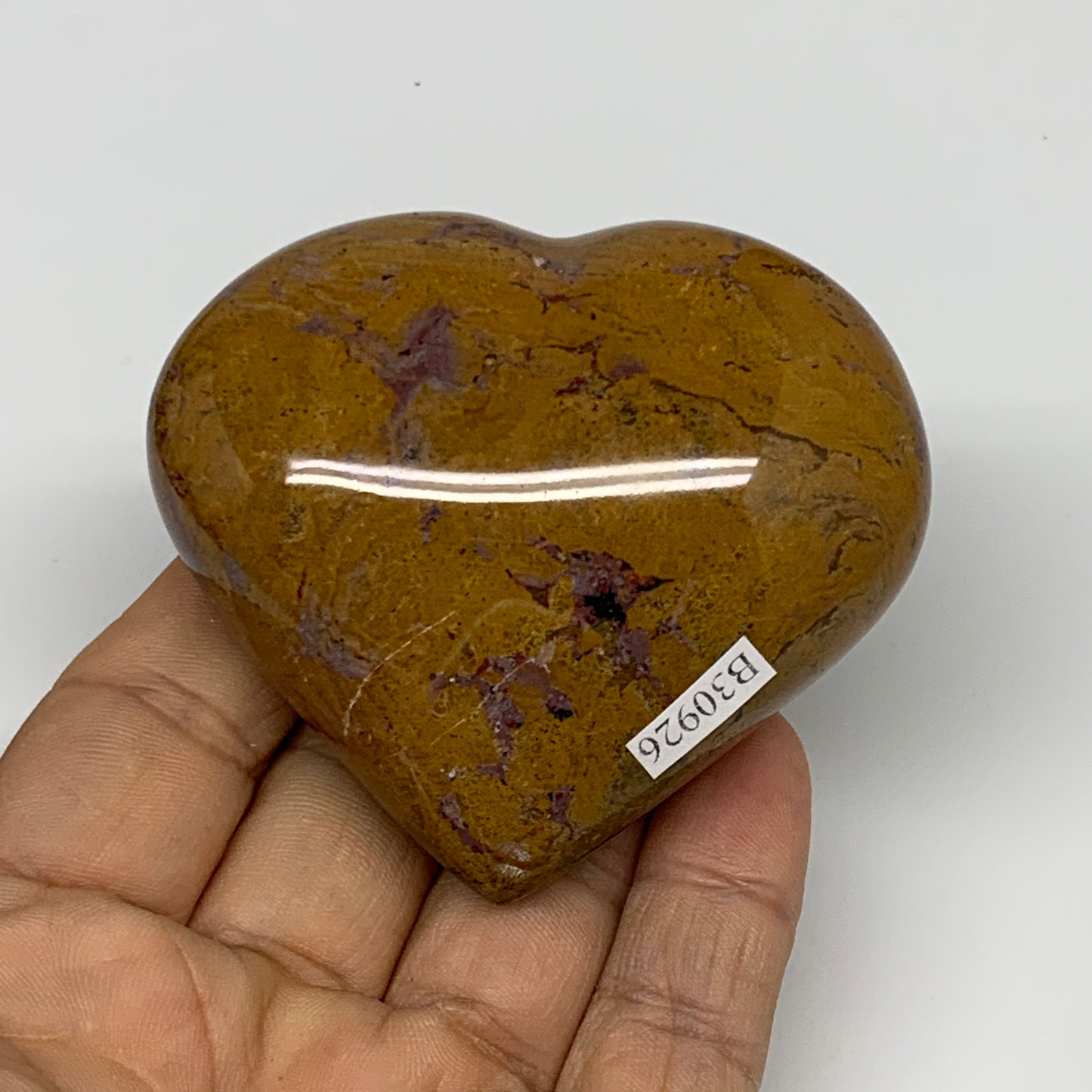 0.35 lbs, 2.3"x2.6"x1.2" Ocean Jasper Heart Polished Healing Crystal, B30926