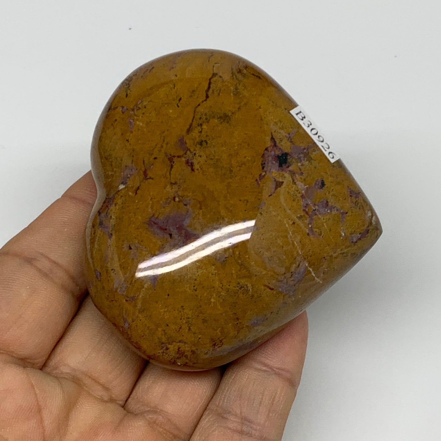 0.35 lbs, 2.3"x2.6"x1.2" Ocean Jasper Heart Polished Healing Crystal, B30926