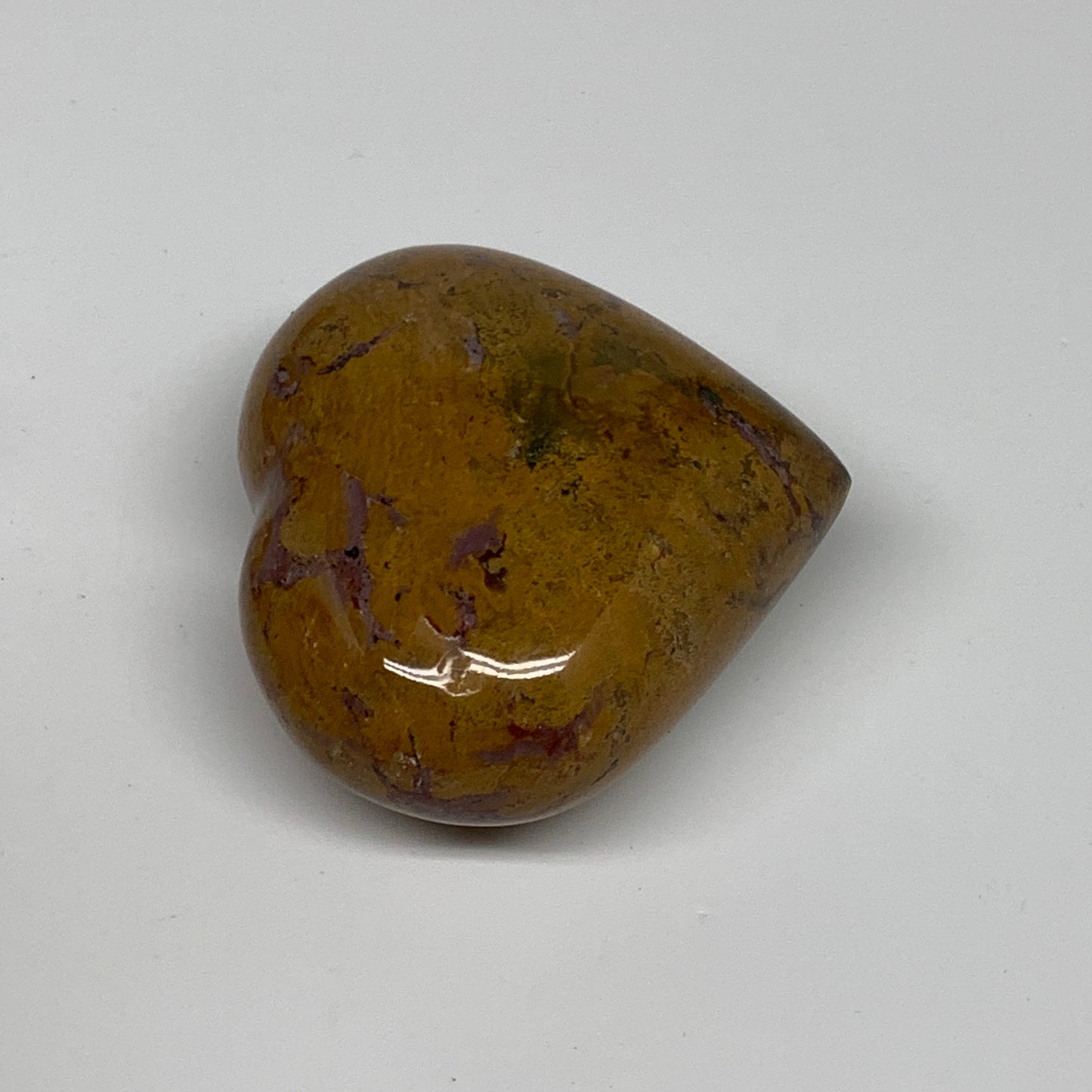 0.35 lbs, 2.3"x2.6"x1.2" Ocean Jasper Heart Polished Healing Crystal, B30926