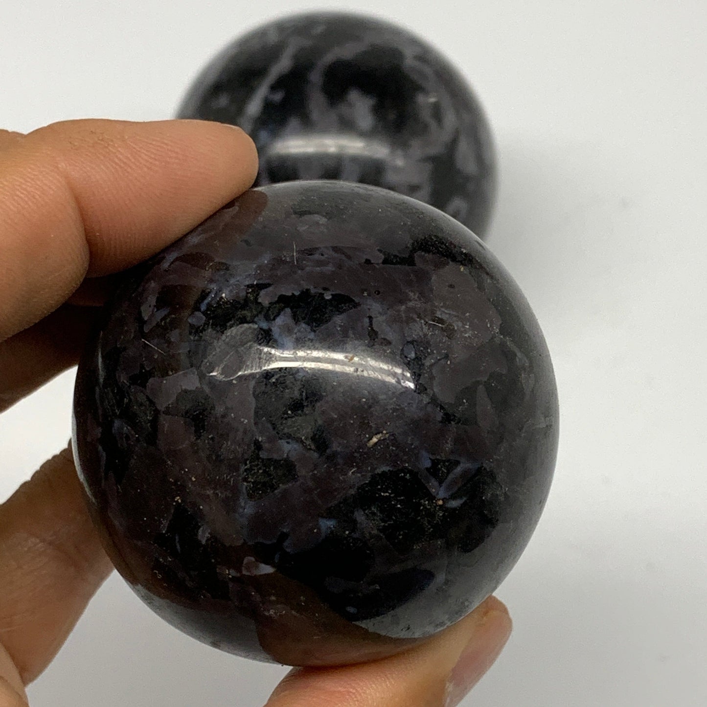 1.89 lbs, 2" - 2.4", 3pcs, Merlinite (Indigo Gabro) Spheres @Madagascar, B25449