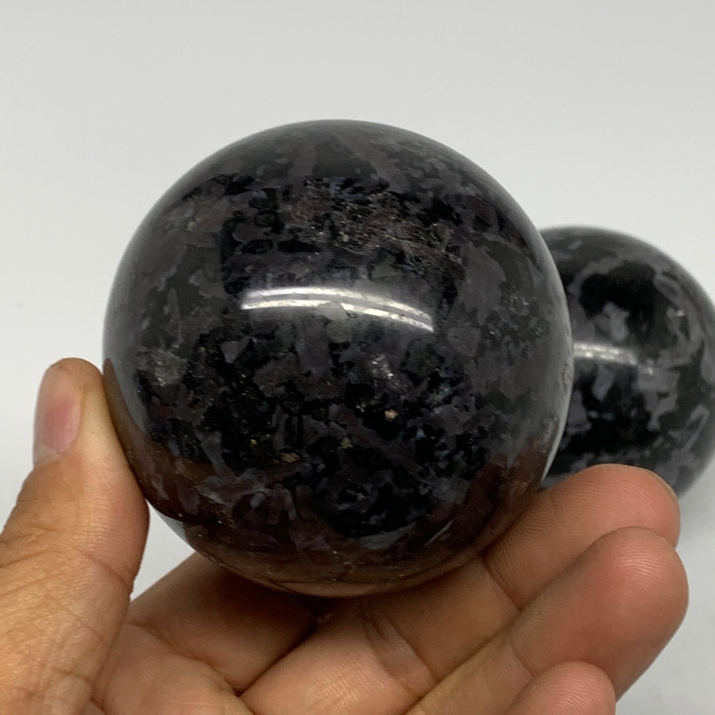 1.89 lbs, 2" - 2.4", 3pcs, Merlinite (Indigo Gabro) Spheres @Madagascar, B25449