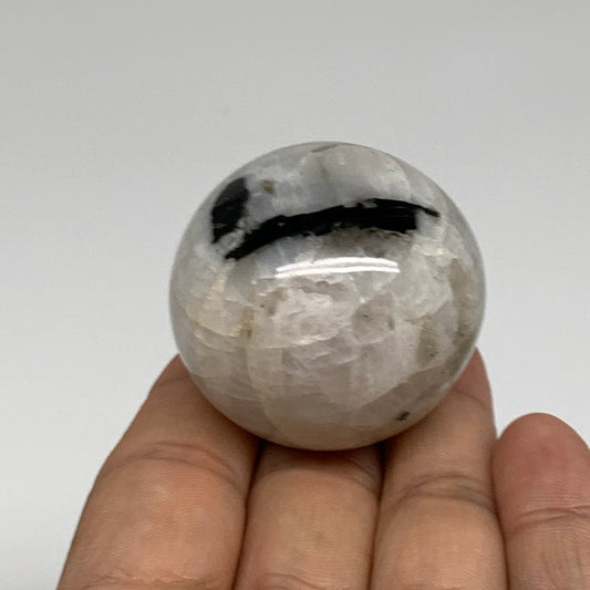 90.8g, 1.6"(40mm), Natural Rainbow Moonstone Sphere Ball Gemstone, B35132