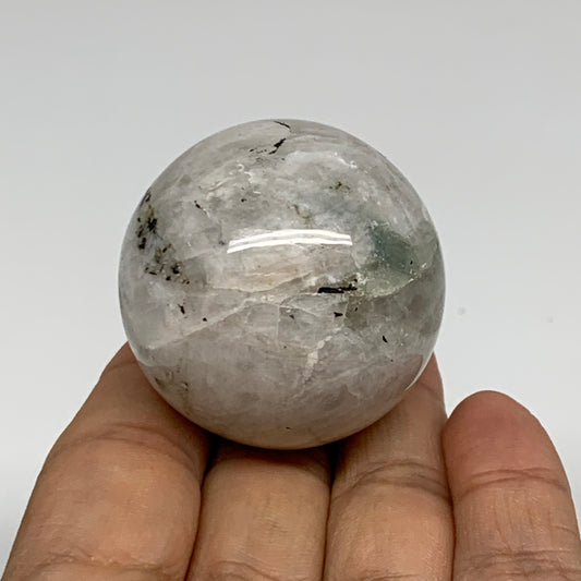 97.1g, 1.6"(41mm), Natural Rainbow Moonstone Sphere Ball Gemstone, B35133