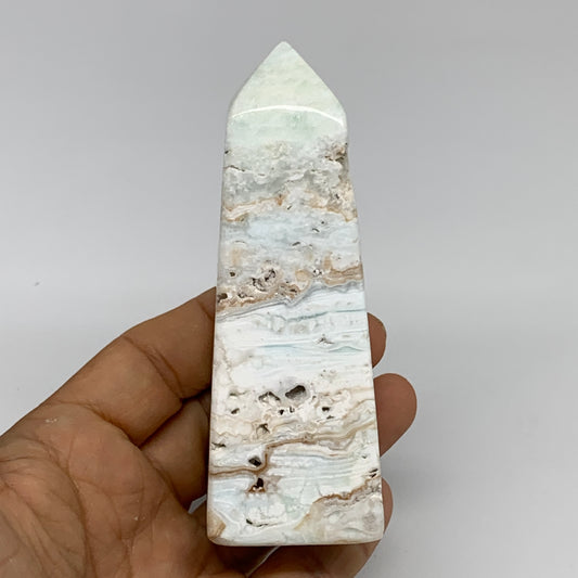 222.5g, 4"x1.3"x1.4", Caribbean Calcite Tower Gemstone @Afghanistan, B33709