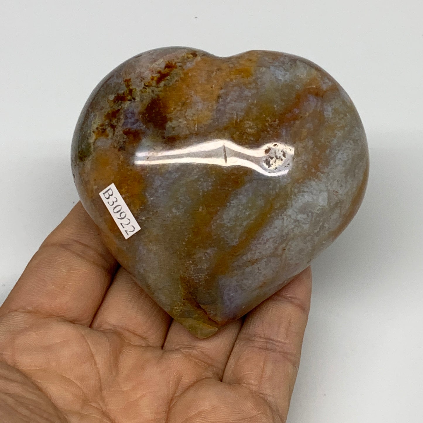 0.56 lbs, 2.8"x2.8"x1.5" Ocean Jasper Heart Polished Healing Crystal, B30922