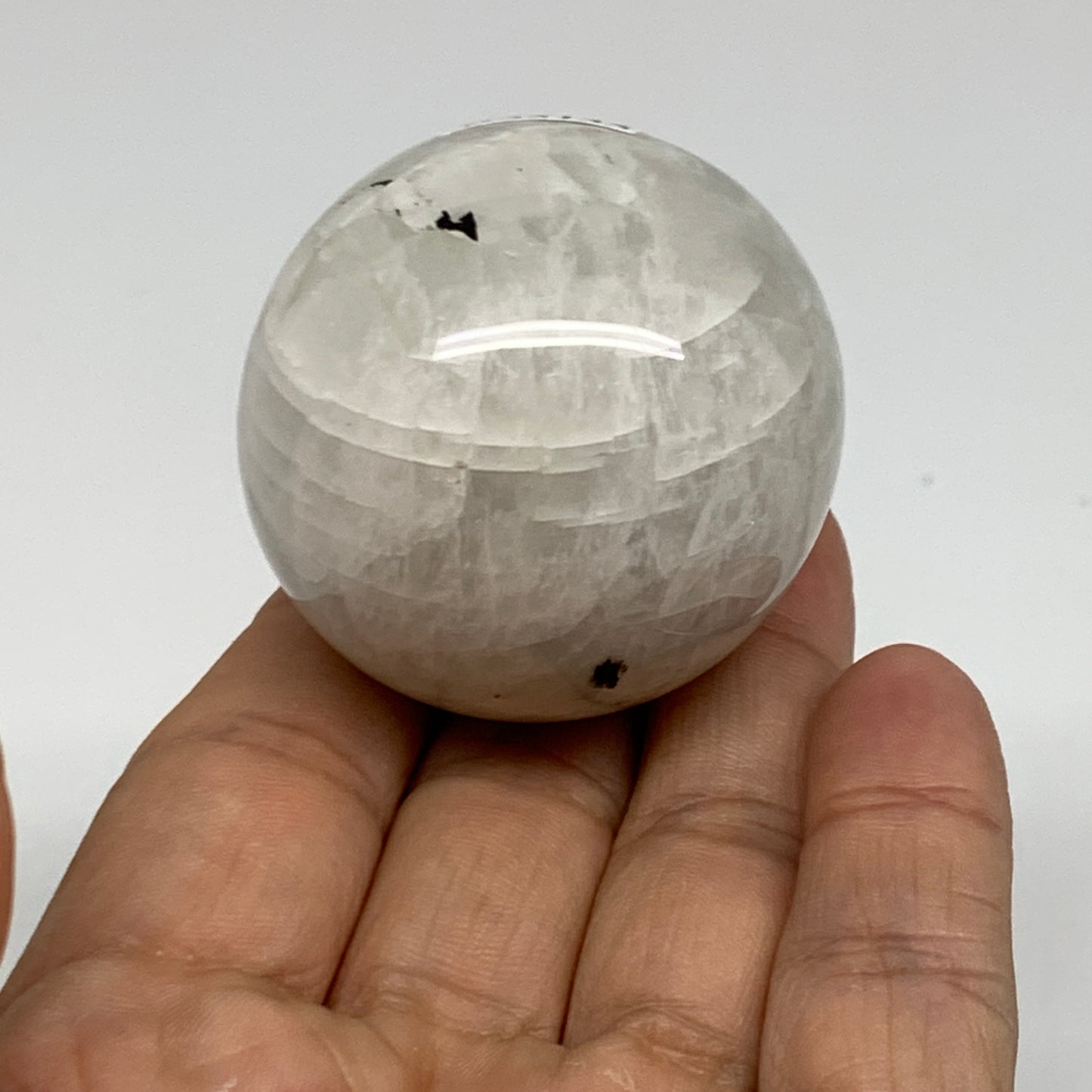 115.7g, 1.7"(43mm), Natural Rainbow Moonstone Sphere Ball Gemstone, B35135