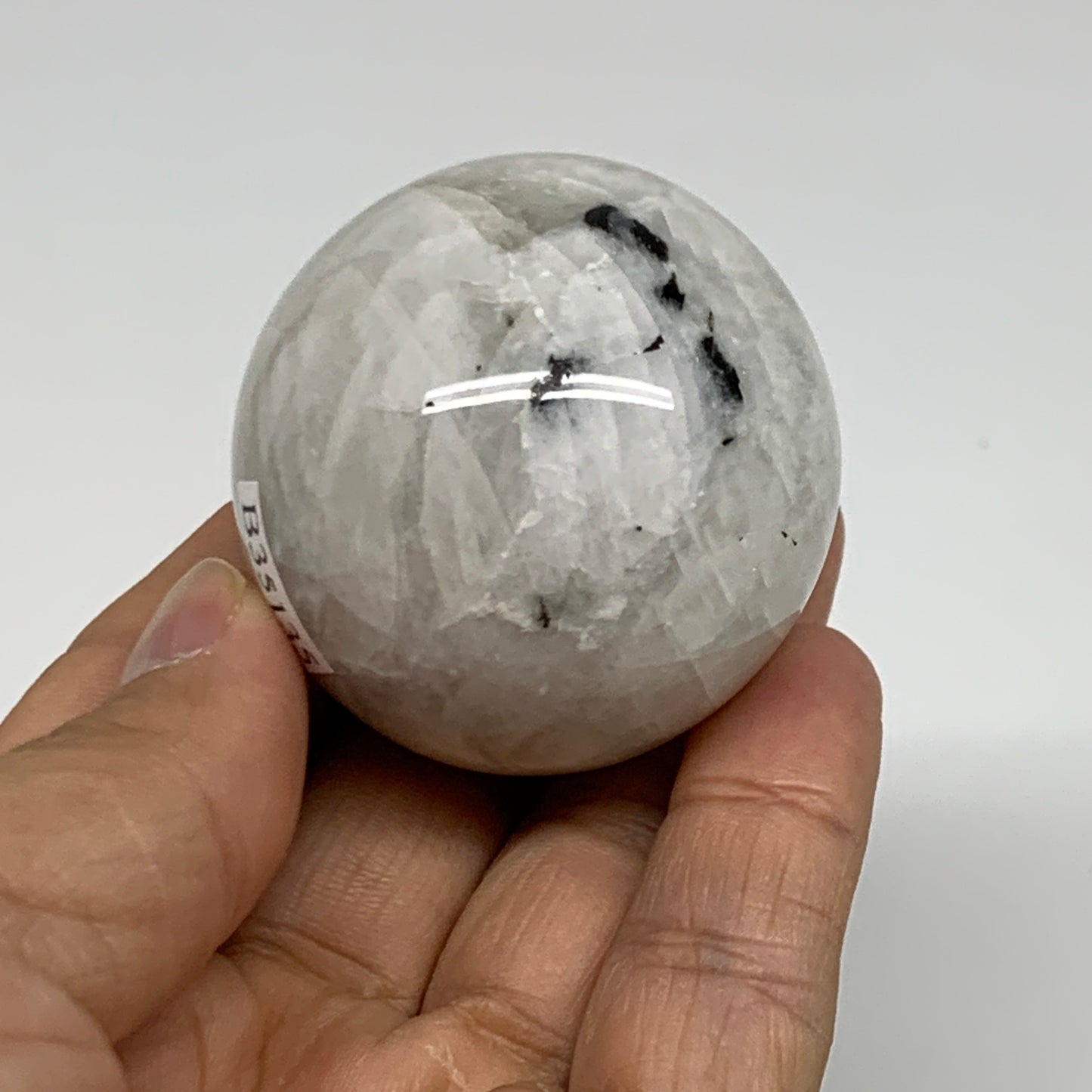 115.7g, 1.7"(43mm), Natural Rainbow Moonstone Sphere Ball Gemstone, B35135