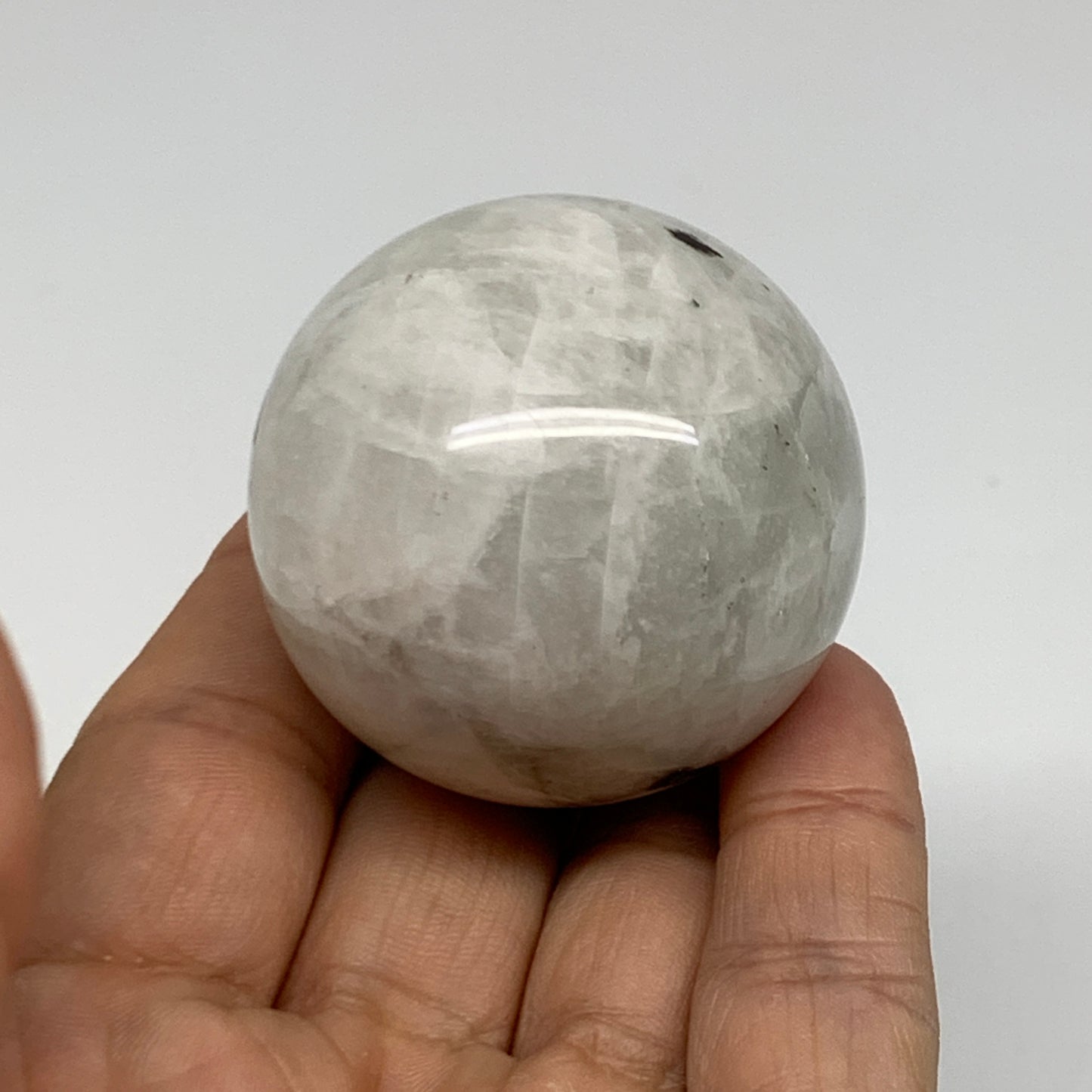 115.7g, 1.7"(43mm), Natural Rainbow Moonstone Sphere Ball Gemstone, B35135