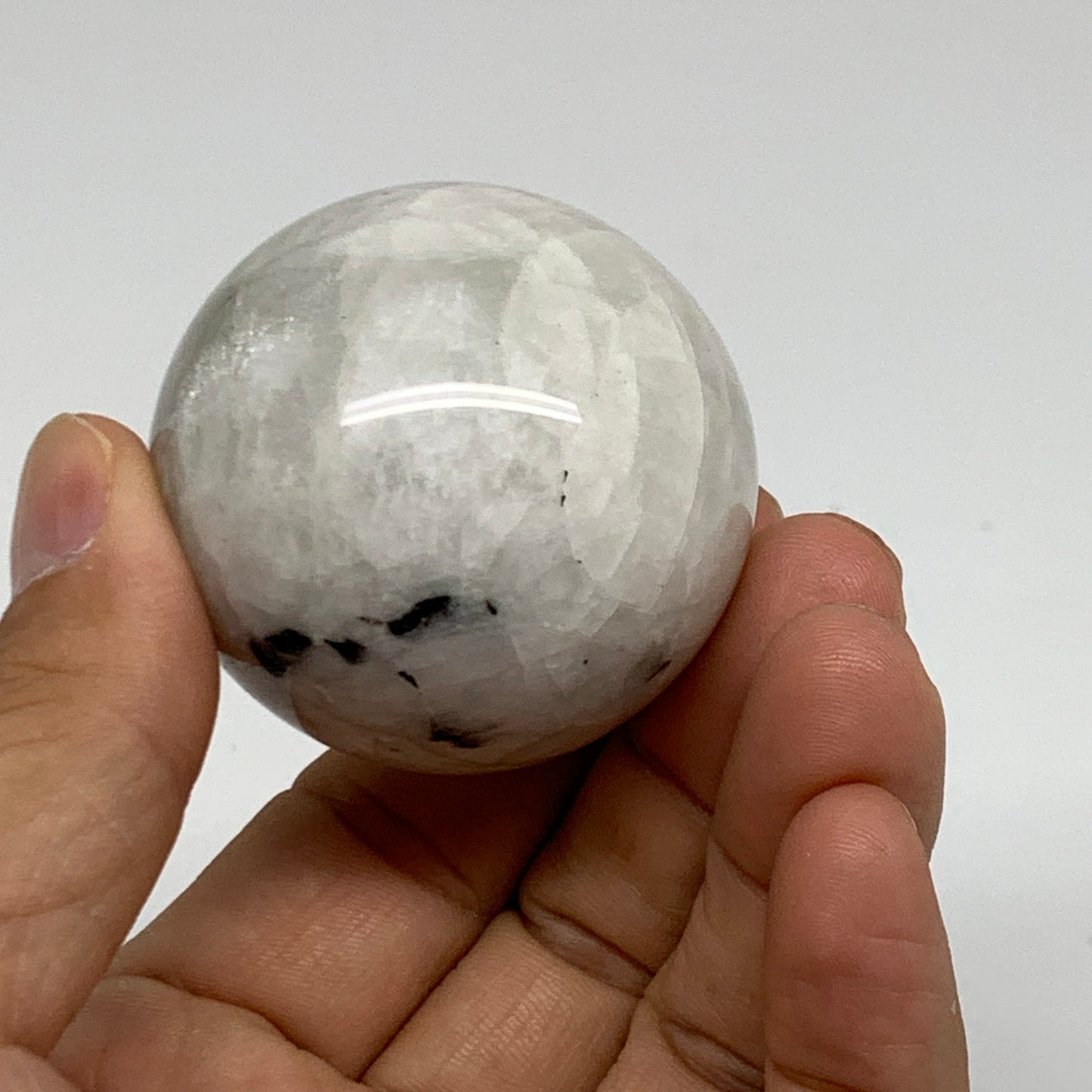 115.7g, 1.7"(43mm), Natural Rainbow Moonstone Sphere Ball Gemstone, B35135