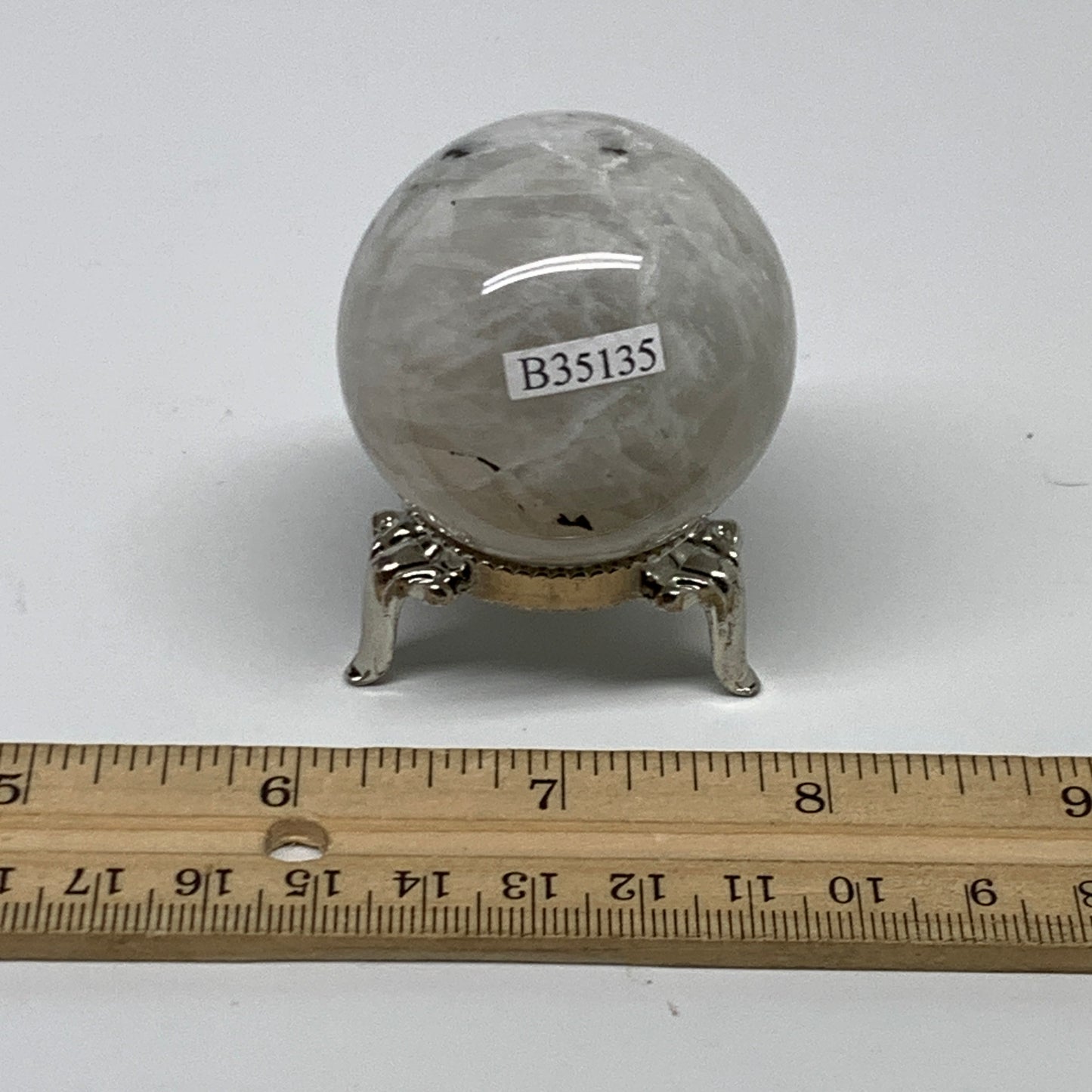 115.7g, 1.7"(43mm), Natural Rainbow Moonstone Sphere Ball Gemstone, B35135