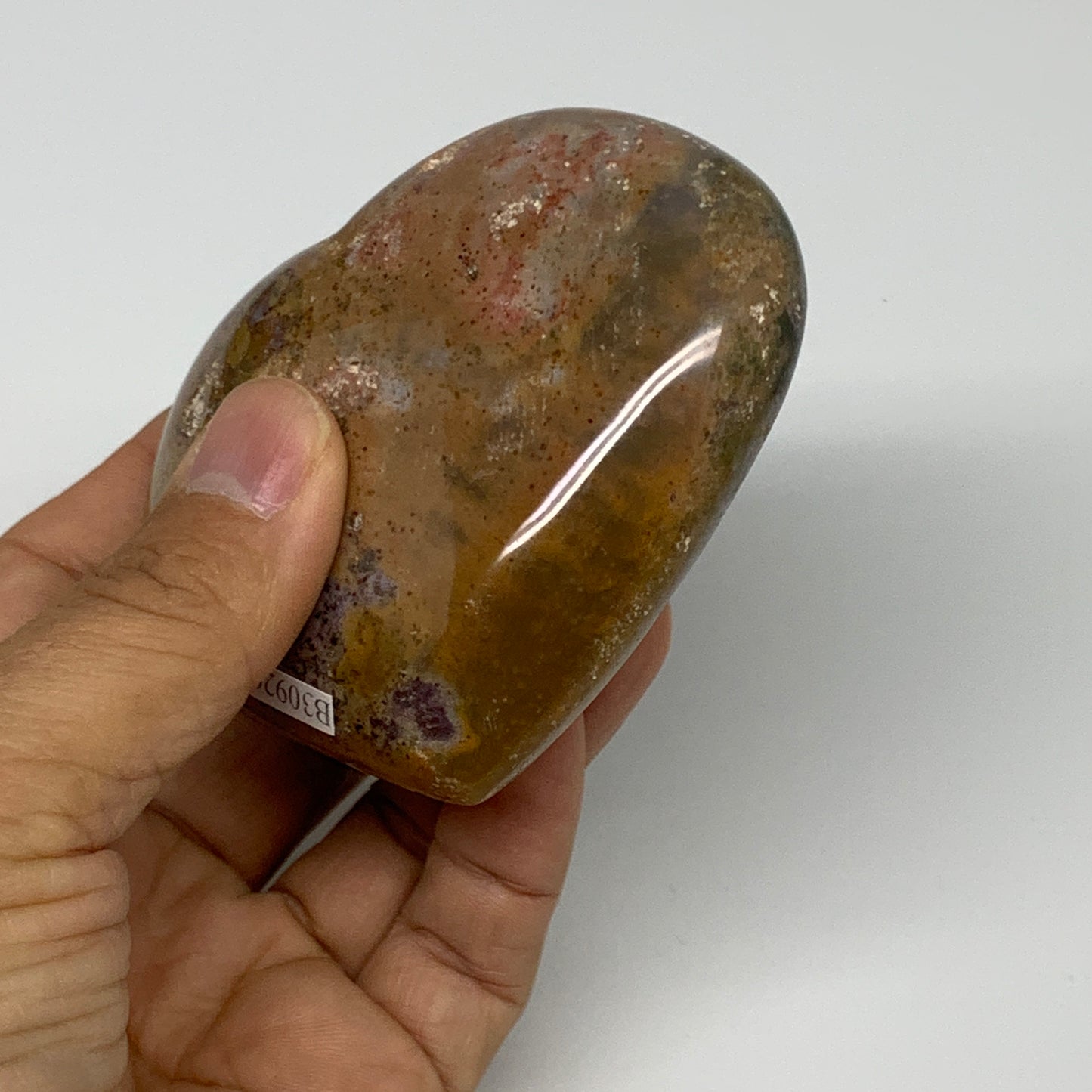 0.55 lbs, 2.8"x3.3"x1.4" Ocean Jasper Heart Polished Healing Crystal, B30920