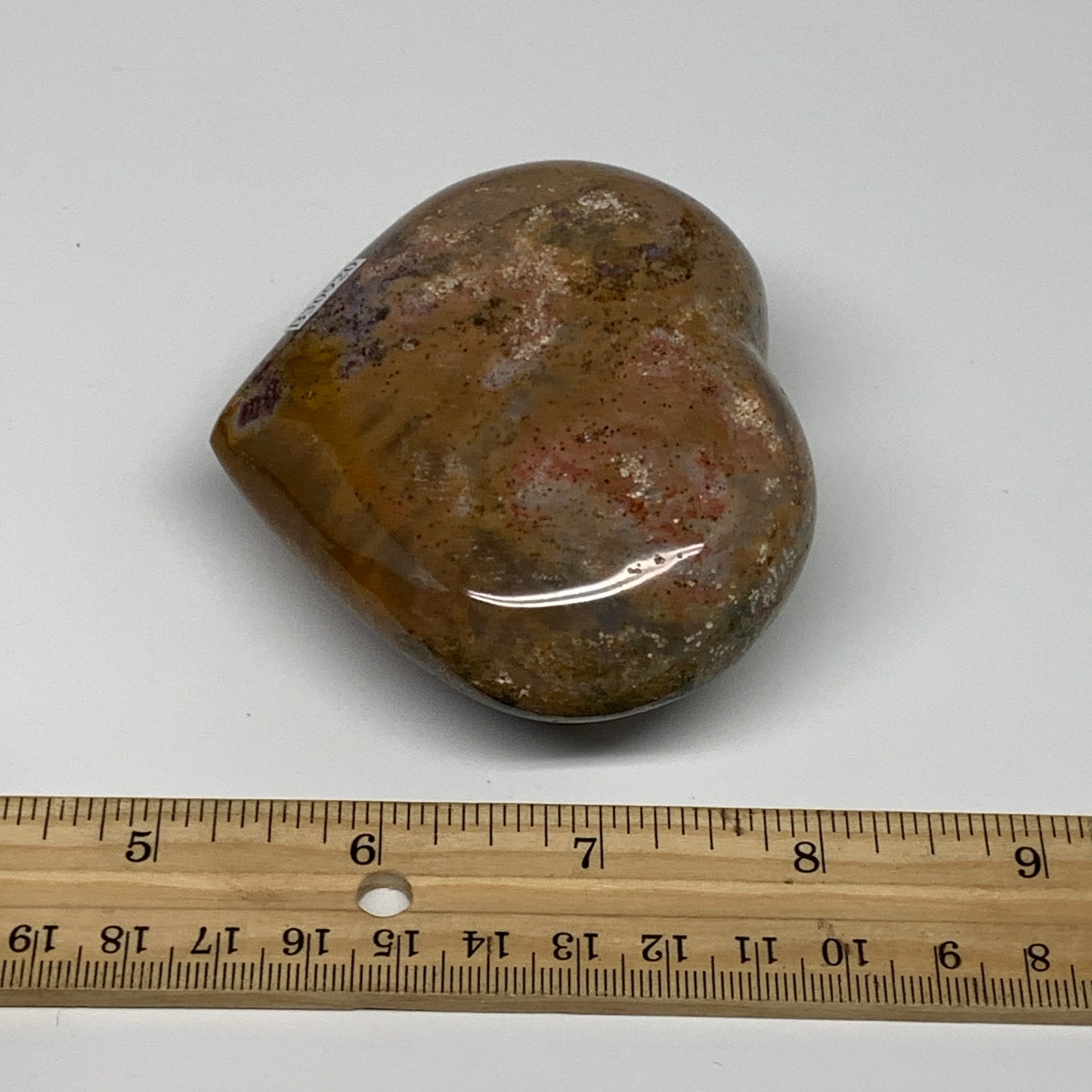 0.55 lbs, 2.8"x3.3"x1.4" Ocean Jasper Heart Polished Healing Crystal, B30920