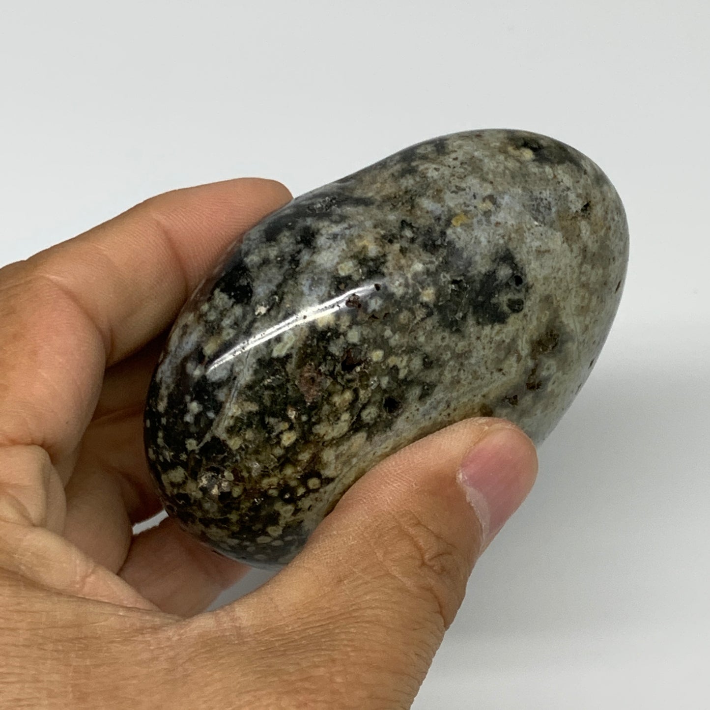 0.52 lbs, 2.5"x3.1"x1.5" Ocean Jasper Heart Polished Healing Crystal, B30919