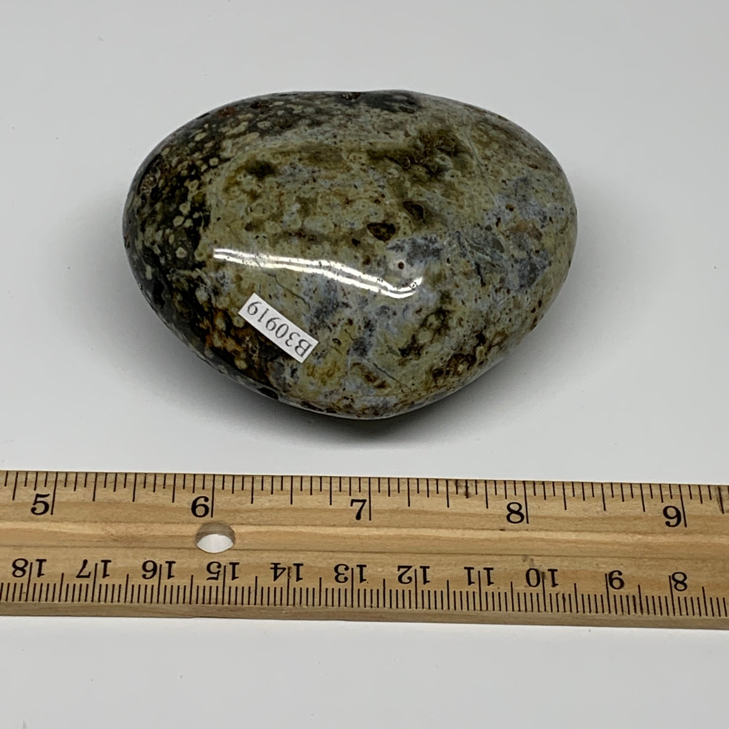 0.52 lbs, 2.5"x3.1"x1.5" Ocean Jasper Heart Polished Healing Crystal, B30919