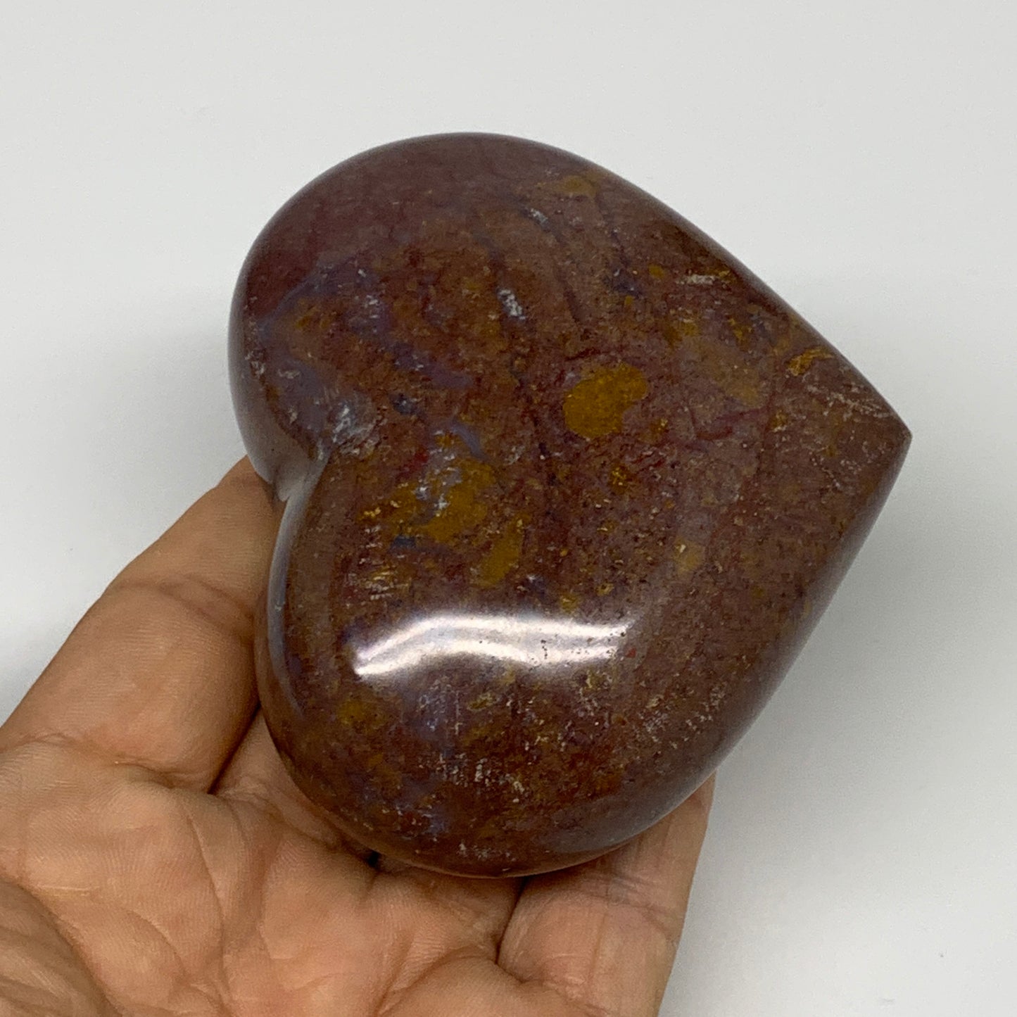 0.63 lbs, 2.7"x3.2"x1.6" Ocean Jasper Heart Polished Healing Crystal, B30918