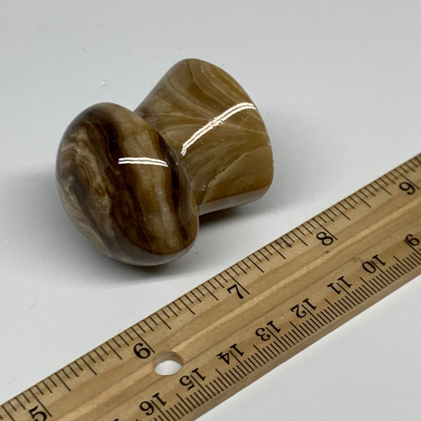 91g, 1.6"x1.4", Chocolate Calcite Mushroom 2 Pieces bonded @Pakistan, B31709