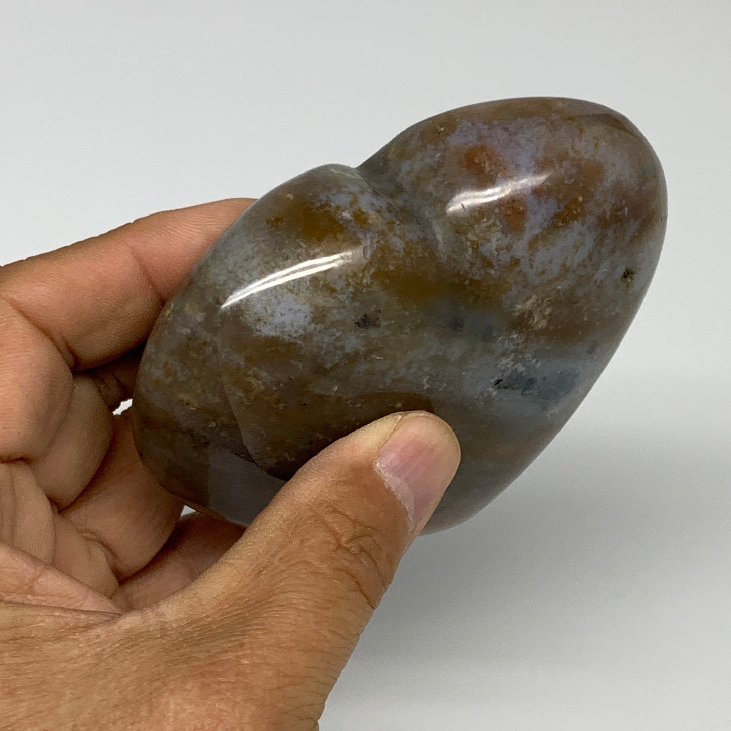 0.60 lbs, 3"x3.5"x1.2" Ocean Jasper Heart Polished Healing Crystal, B30917