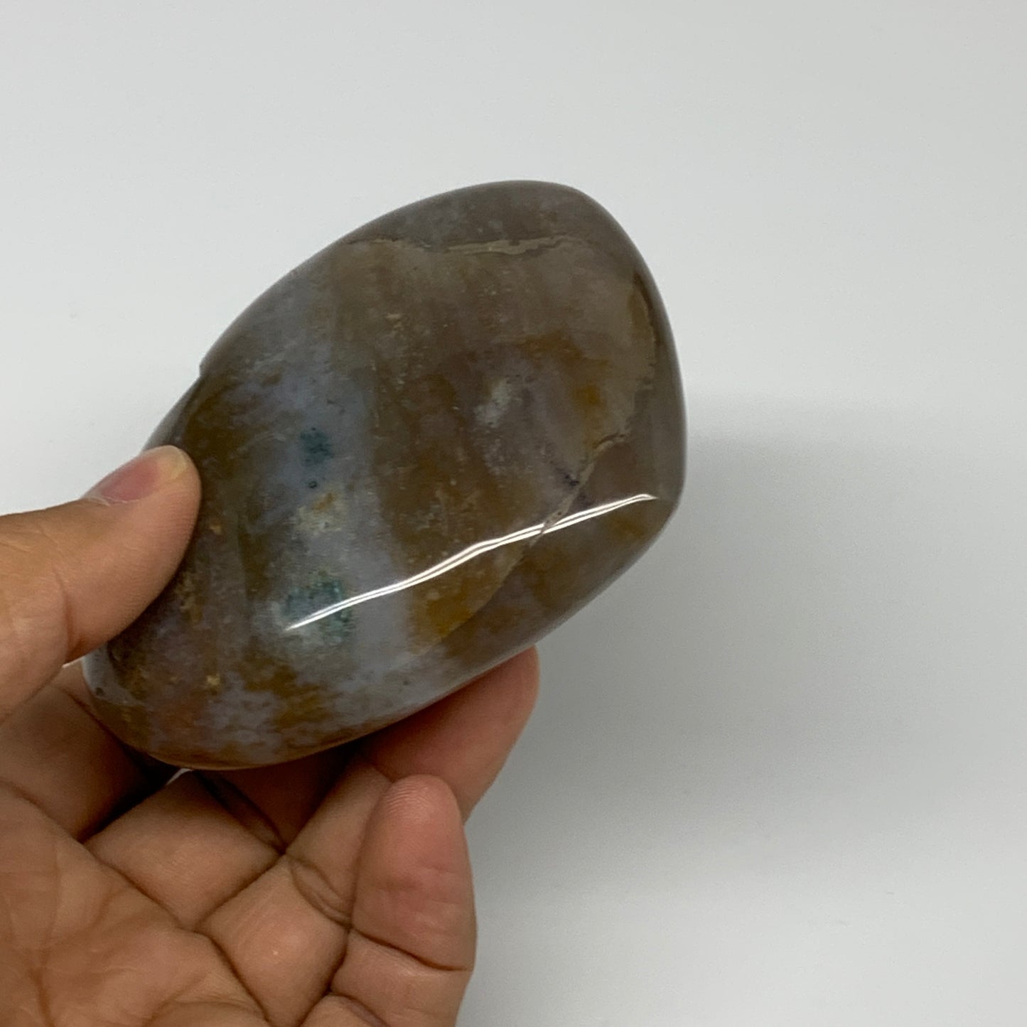 0.60 lbs, 3"x3.5"x1.2" Ocean Jasper Heart Polished Healing Crystal, B30917