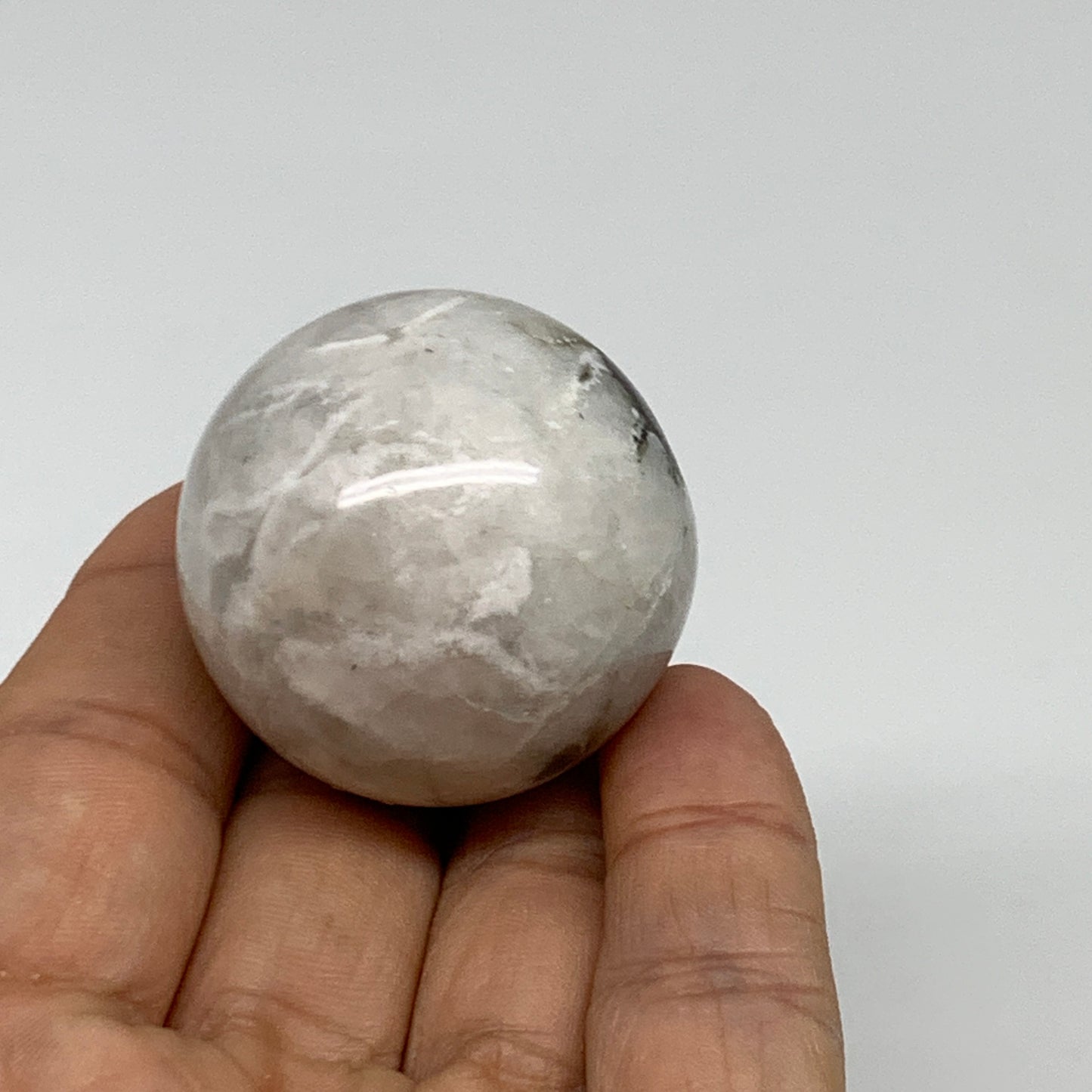 65.5g, 1.4"(36mm), Natural Rainbow Moonstone Sphere Ball Gemstone, B35139