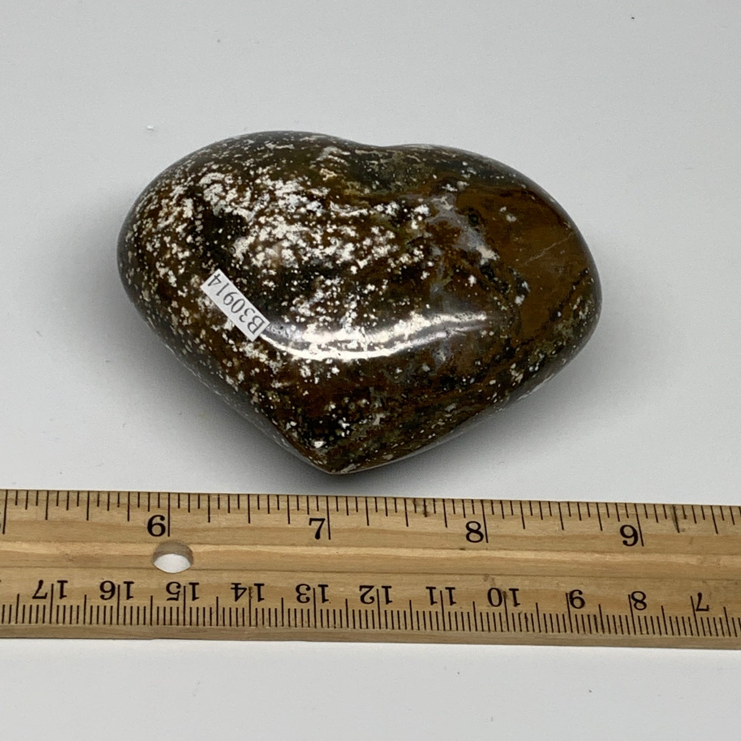 0.56 lbs, 2.6"x3.2"x1.5" Ocean Jasper Heart Polished Healing Crystal, B30914