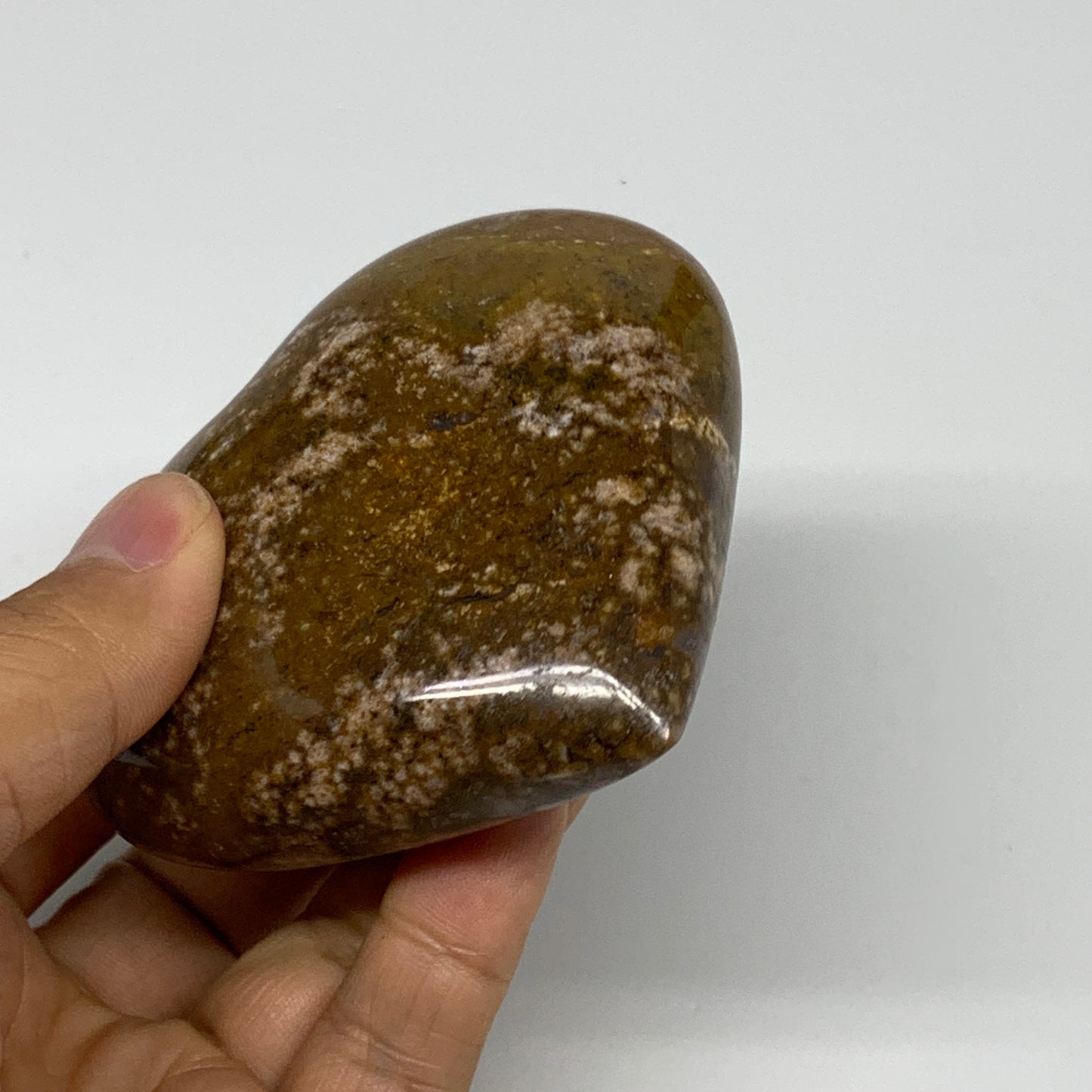 0.52 lbs, 2.9"x3.2"x1.2" Ocean Jasper Heart Polished Healing Crystal, B30913