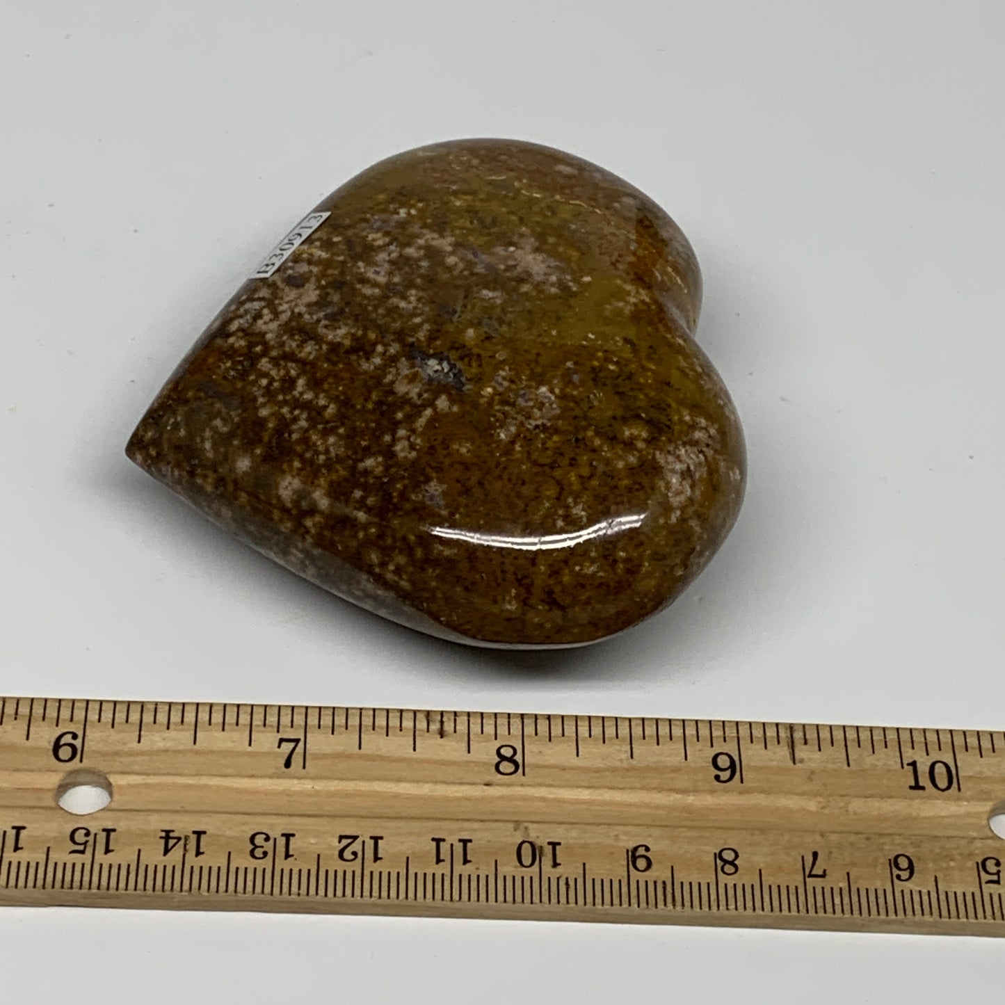 0.52 lbs, 2.9"x3.2"x1.2" Ocean Jasper Heart Polished Healing Crystal, B30913