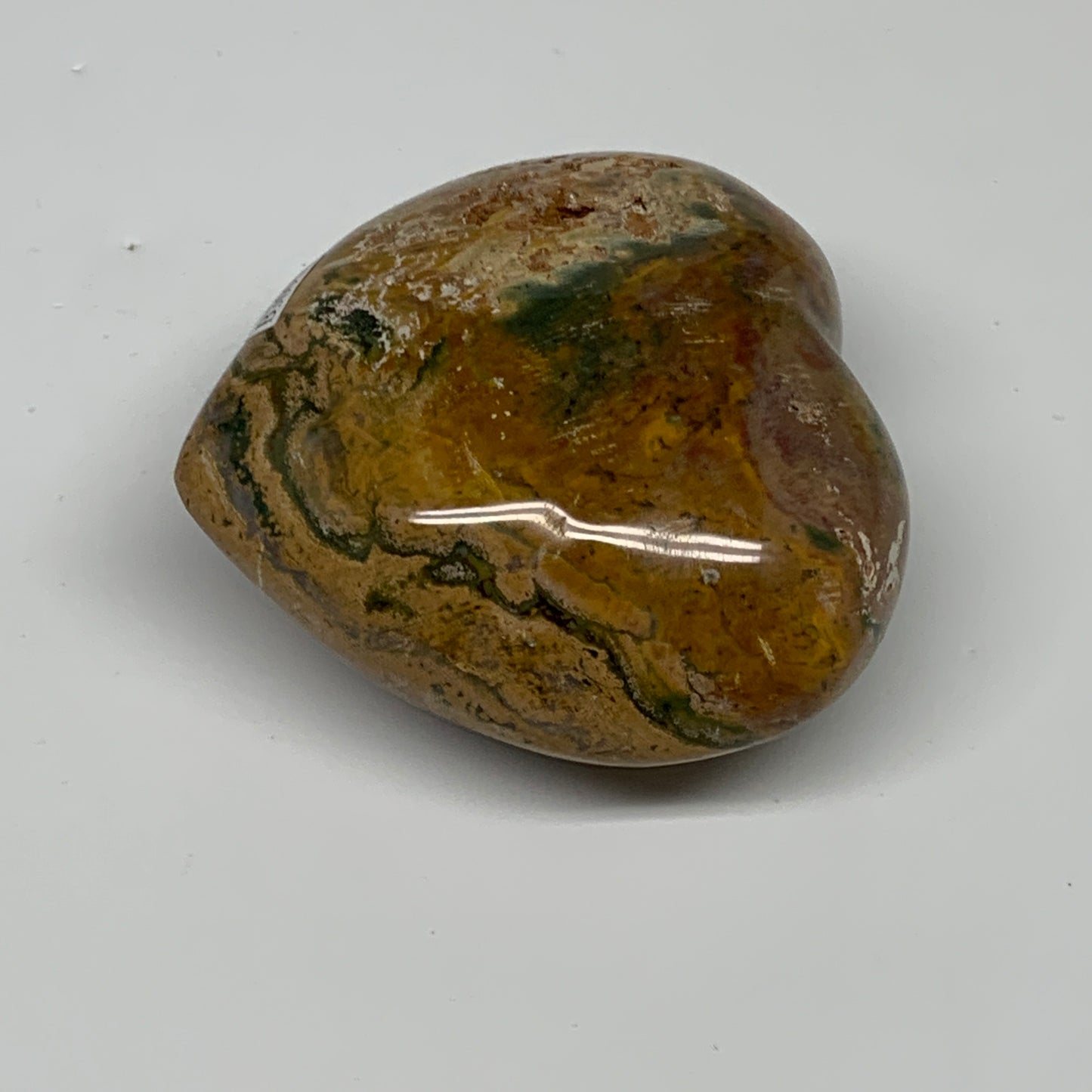 0.65 lbs, 2.9"x3.2"x1.5" Ocean Jasper Heart Polished Healing Crystal, B30911