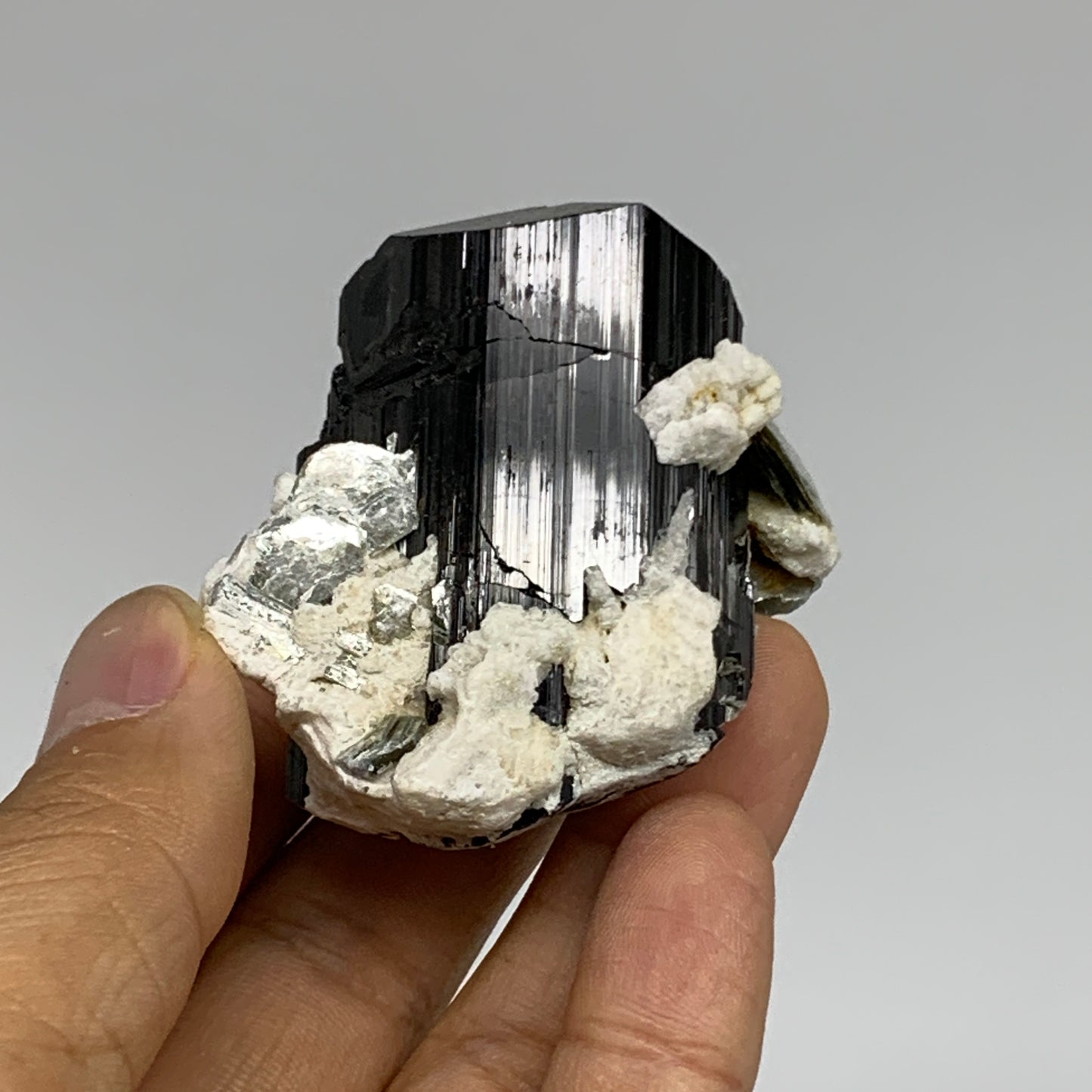 116.9g, 1.9"x1.4"x2", Black Tourmaline Phosphorus Mineral Specimen, B33722