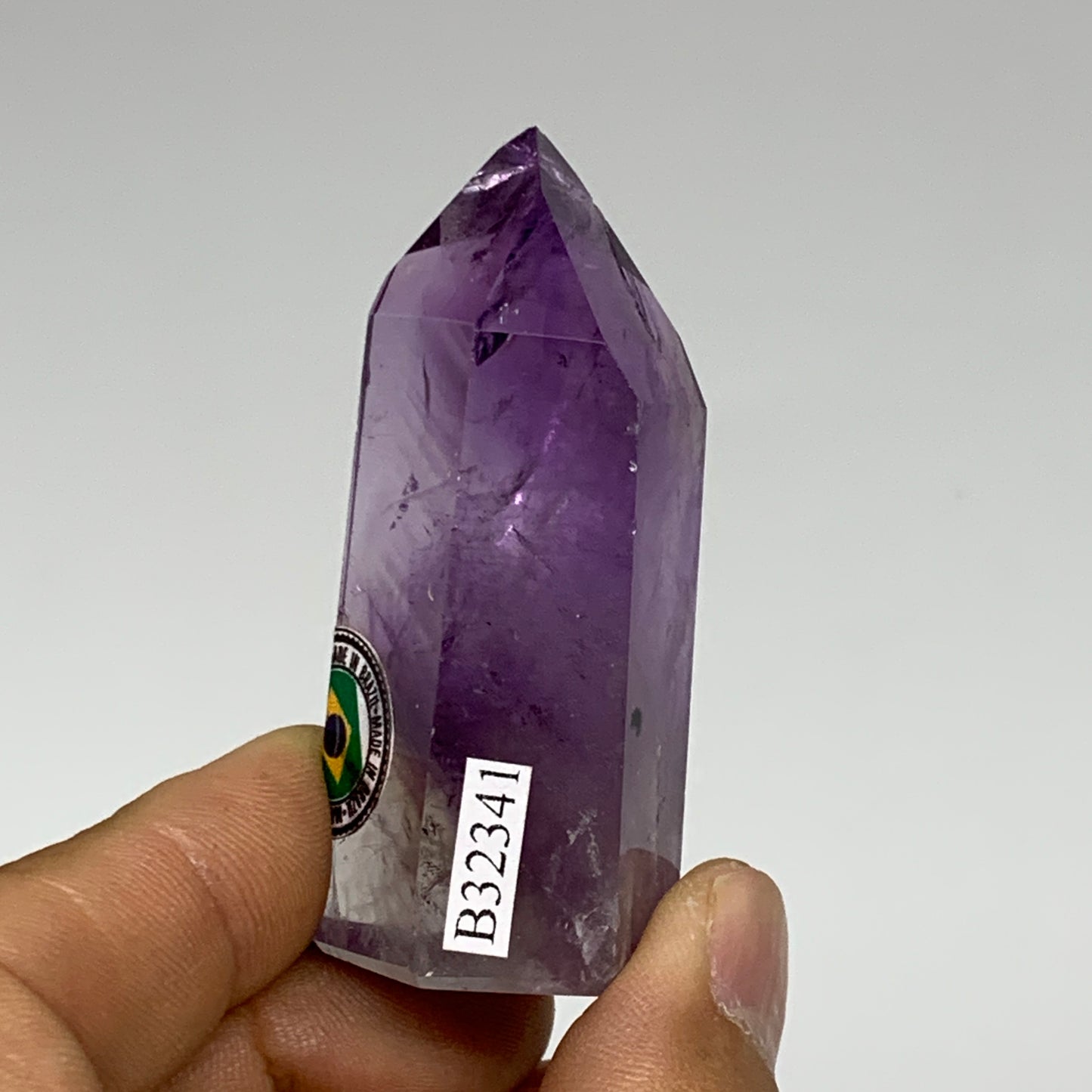 50g, 2.2"x1"x0.8", Natural Amethyst Tower Point Obelisk @Brazil, B32341