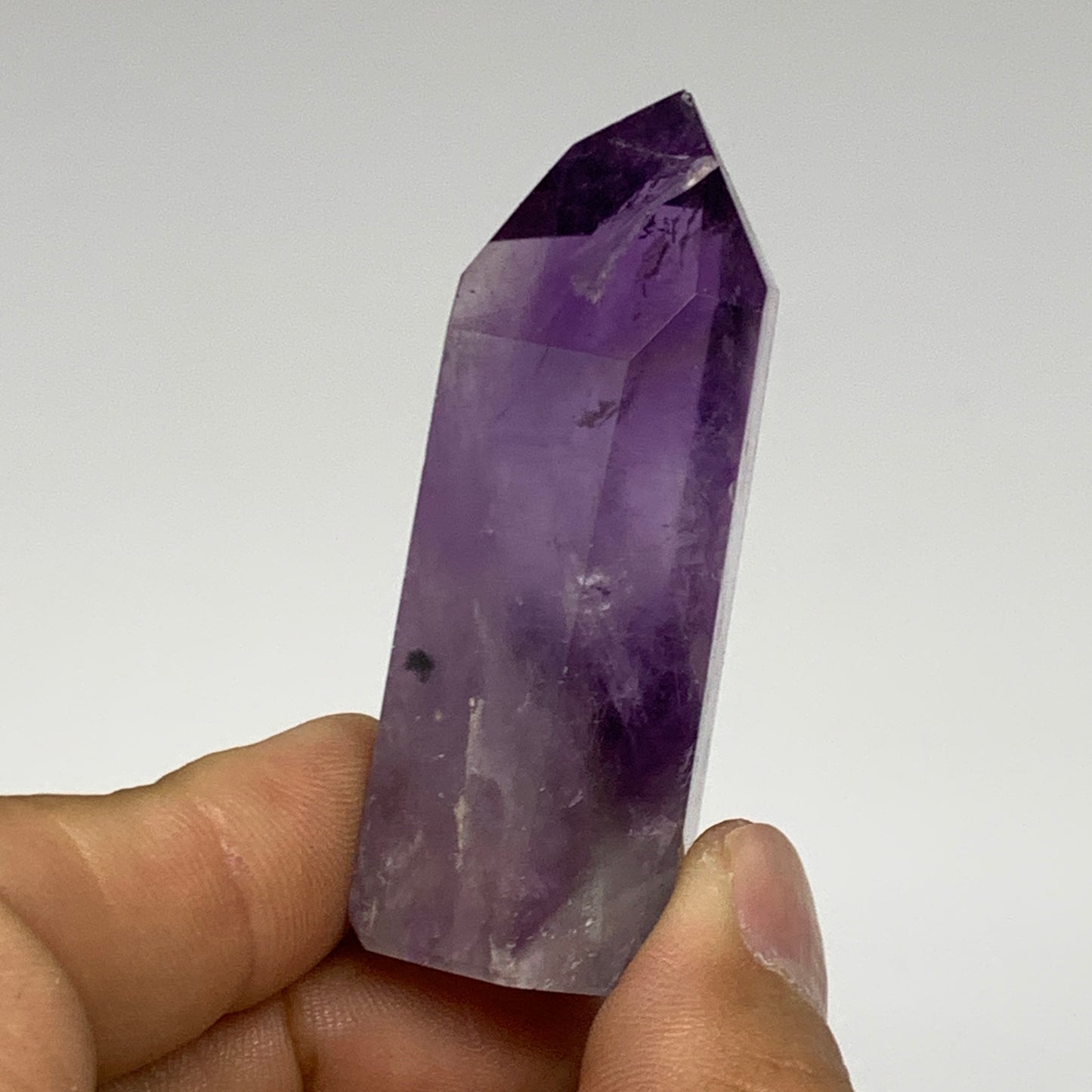 50g, 2.2"x1"x0.8", Natural Amethyst Tower Point Obelisk @Brazil, B32341