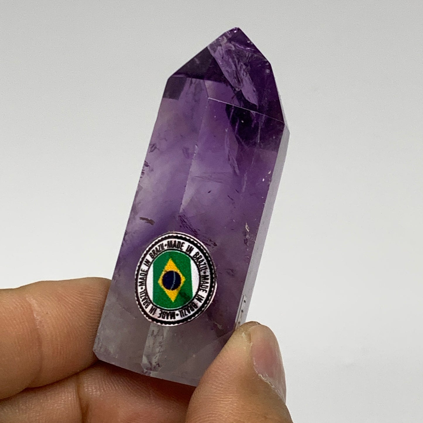 50g, 2.2"x1"x0.8", Natural Amethyst Tower Point Obelisk @Brazil, B32341