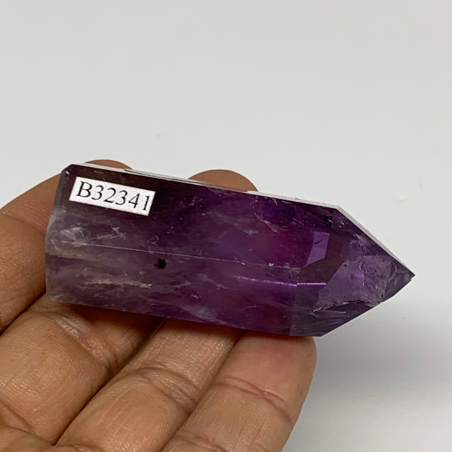 50g, 2.2"x1"x0.8", Natural Amethyst Tower Point Obelisk @Brazil, B32341