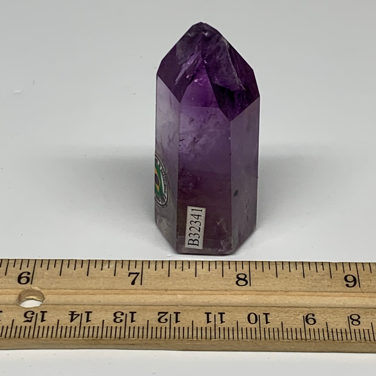 50g, 2.2"x1"x0.8", Natural Amethyst Tower Point Obelisk @Brazil, B32341