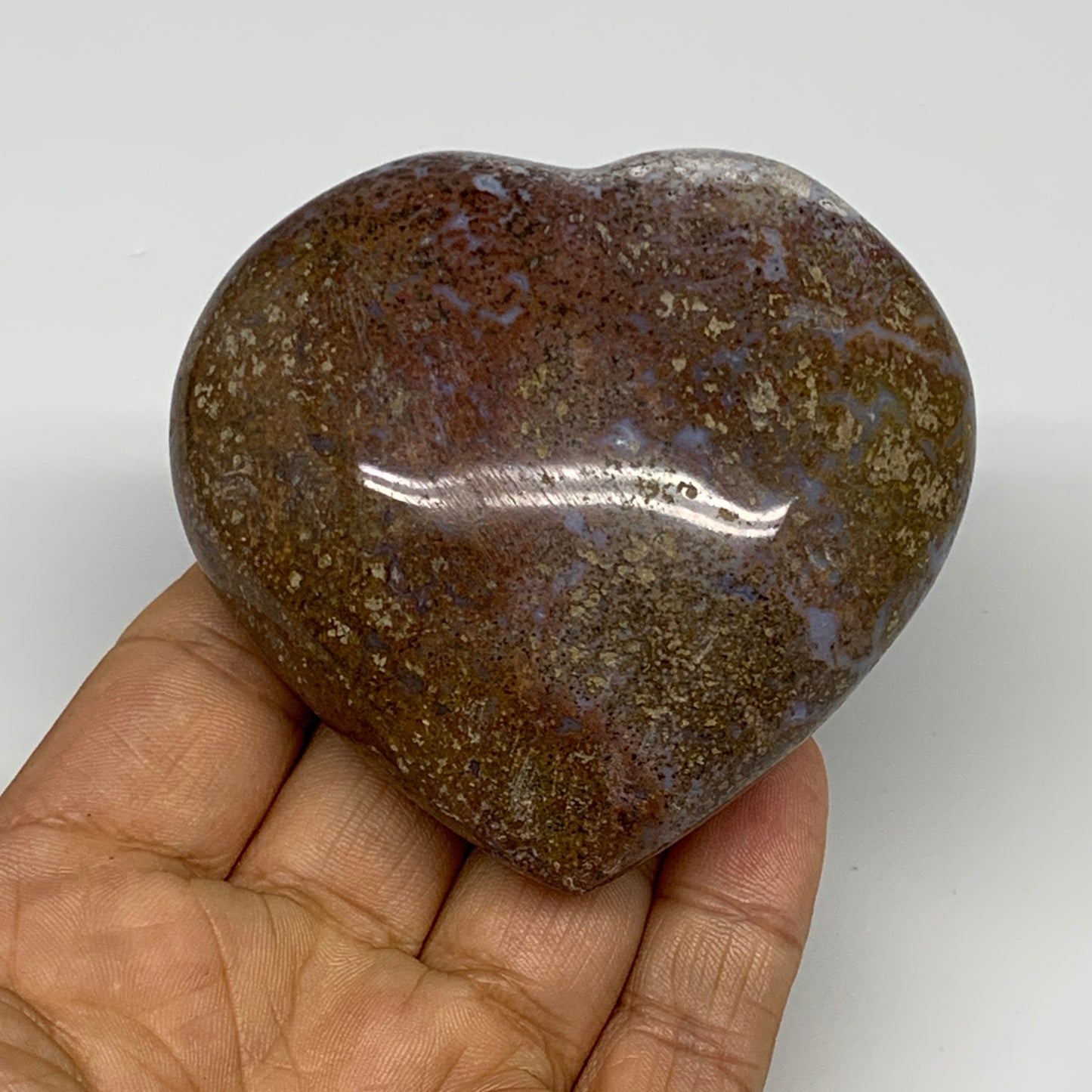 0.48 lbs, 2.7"x2.9"x1.3" Ocean Jasper Heart Polished Healing Crystal, B30900