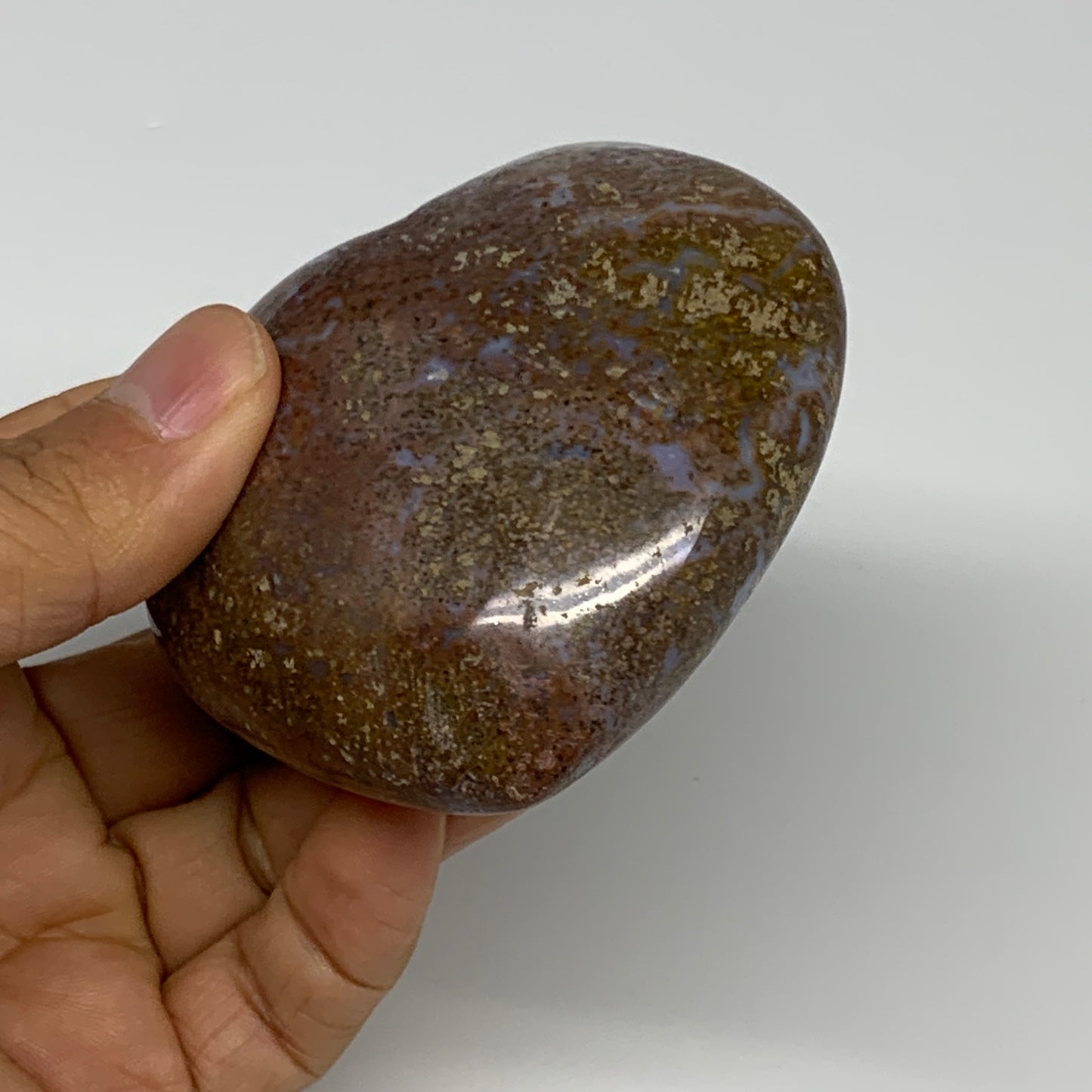 0.48 lbs, 2.7"x2.9"x1.3" Ocean Jasper Heart Polished Healing Crystal, B30900