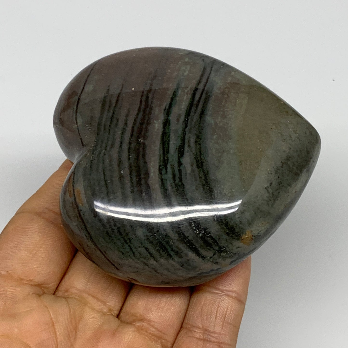 0.51 lbs, 2.9"x3"x1.2" Ocean Jasper Heart Polished Healing Crystal, B30899